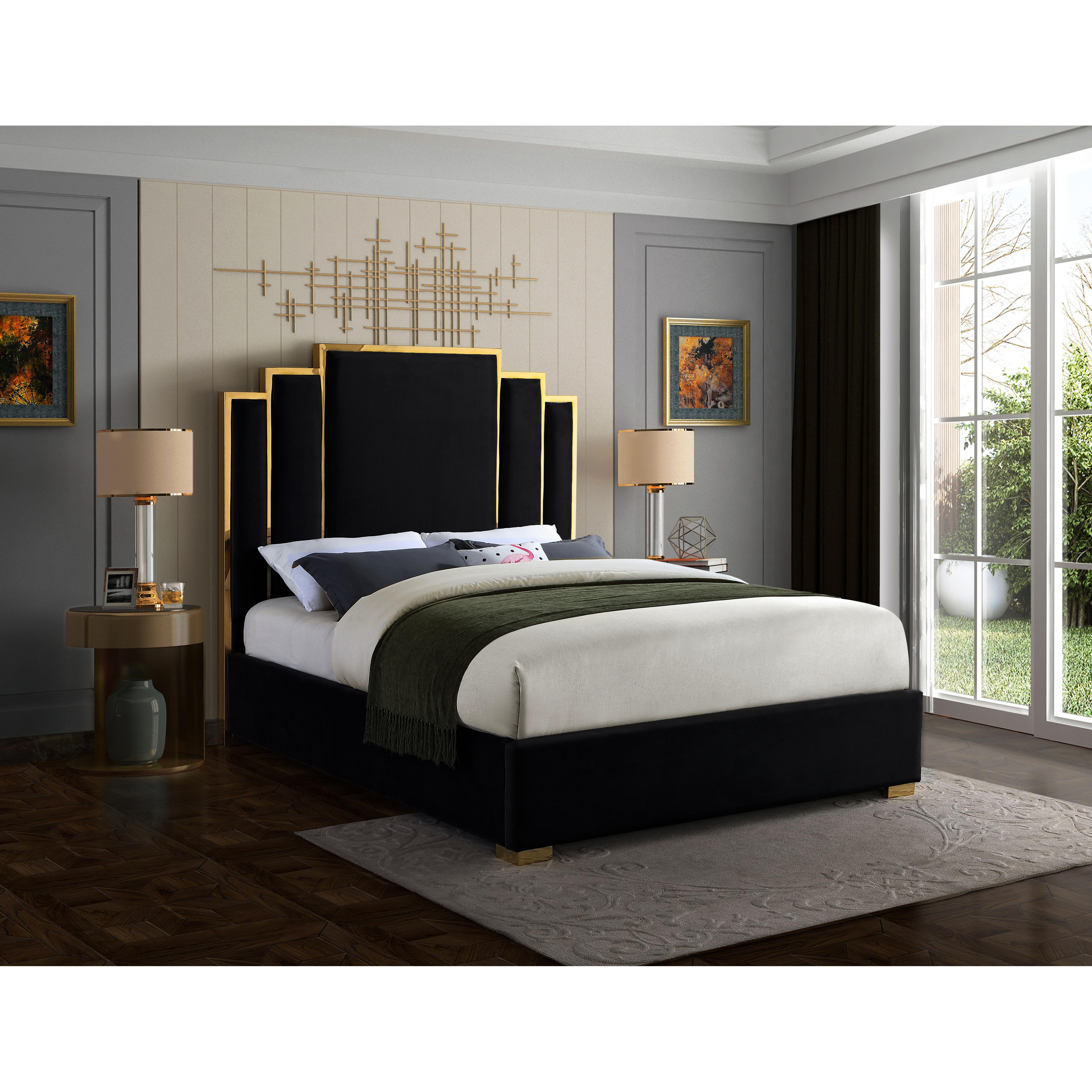Meridian Hugo Black Velvet King Bed