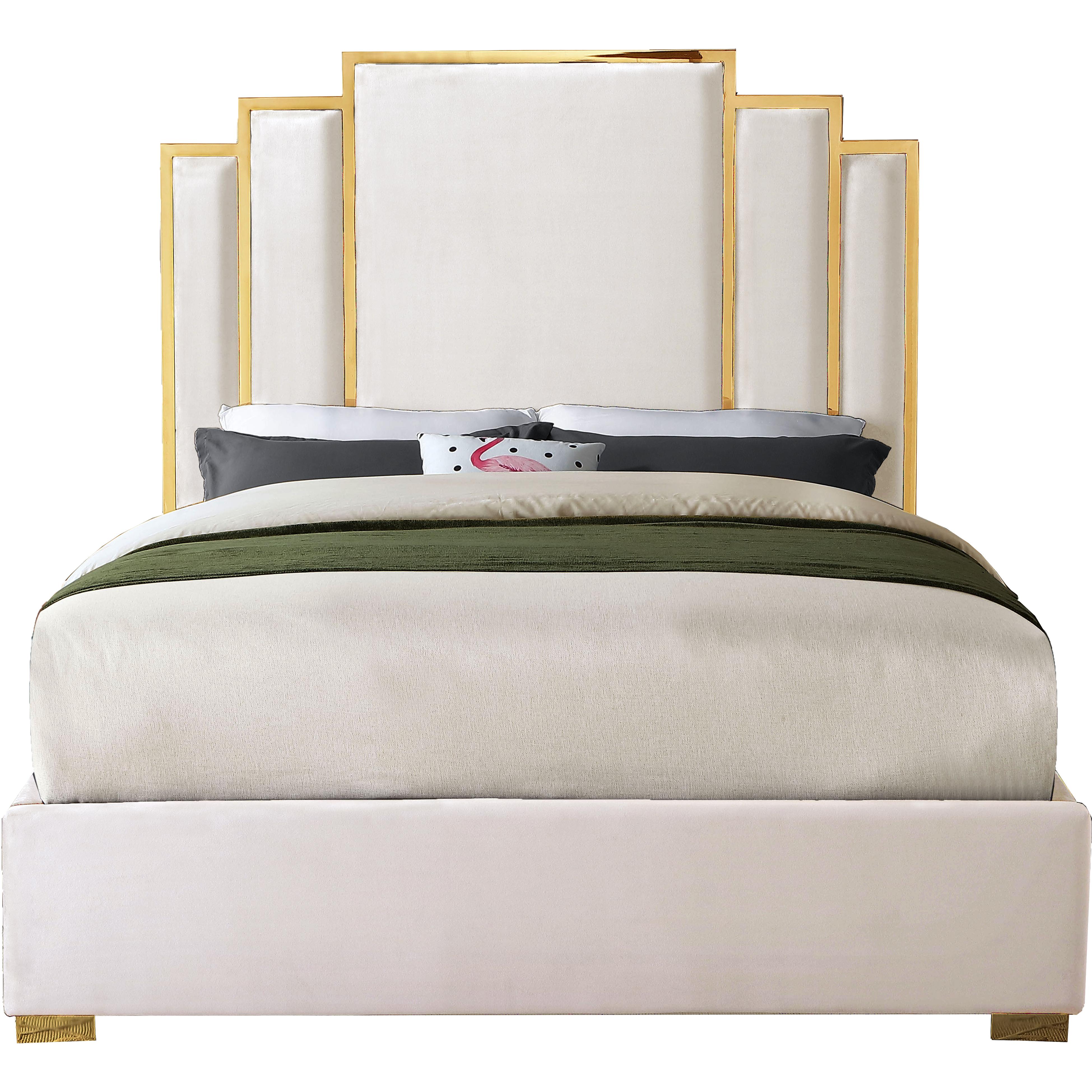 Meridian Hugo Cream Velvet King Bed