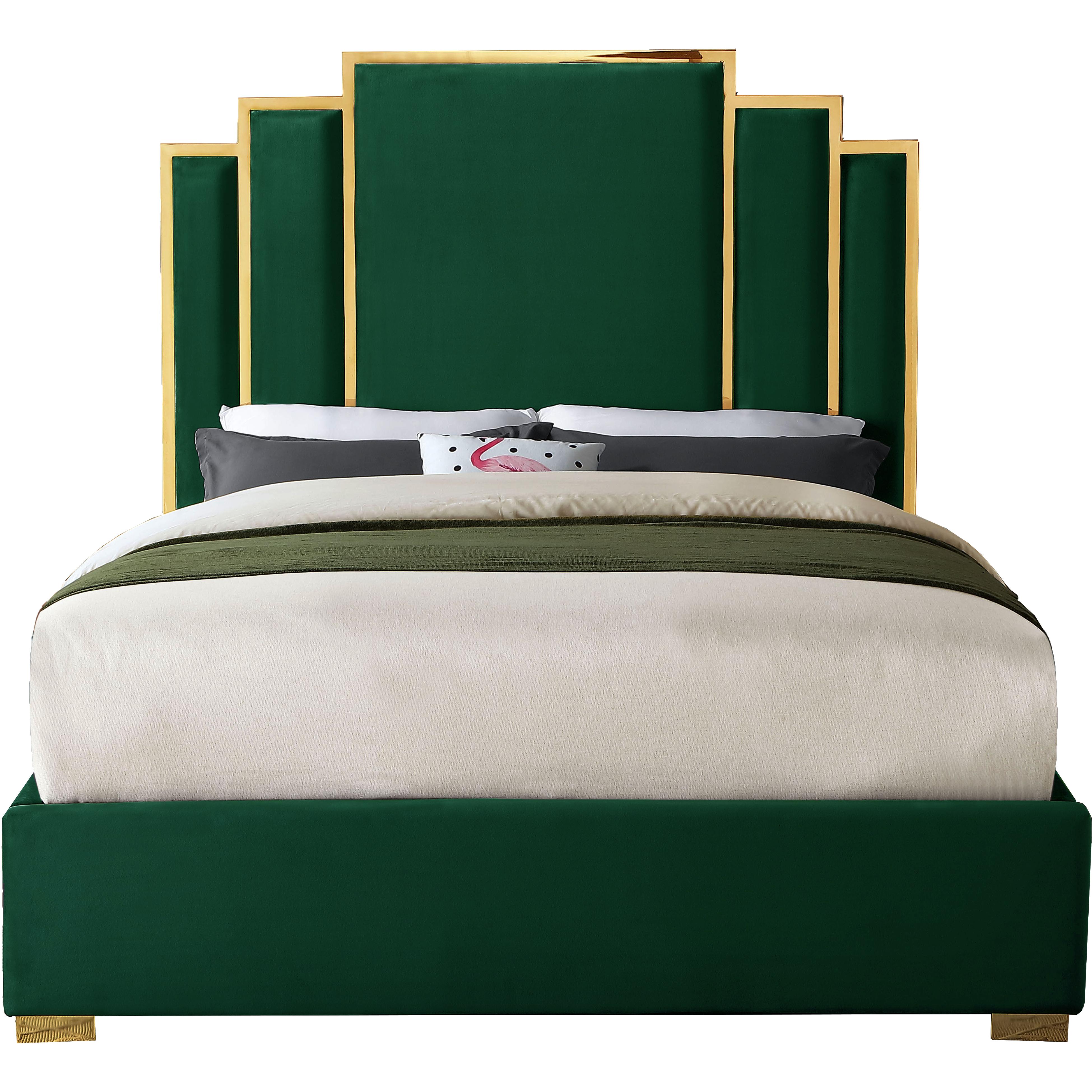 Meridian Hugo Green Velvet King Bed