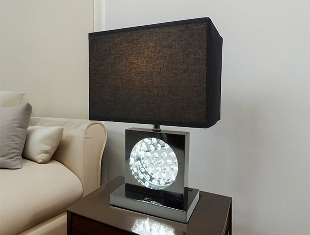 Black Nickel LED Accent Table Lamp — Crystal Inset