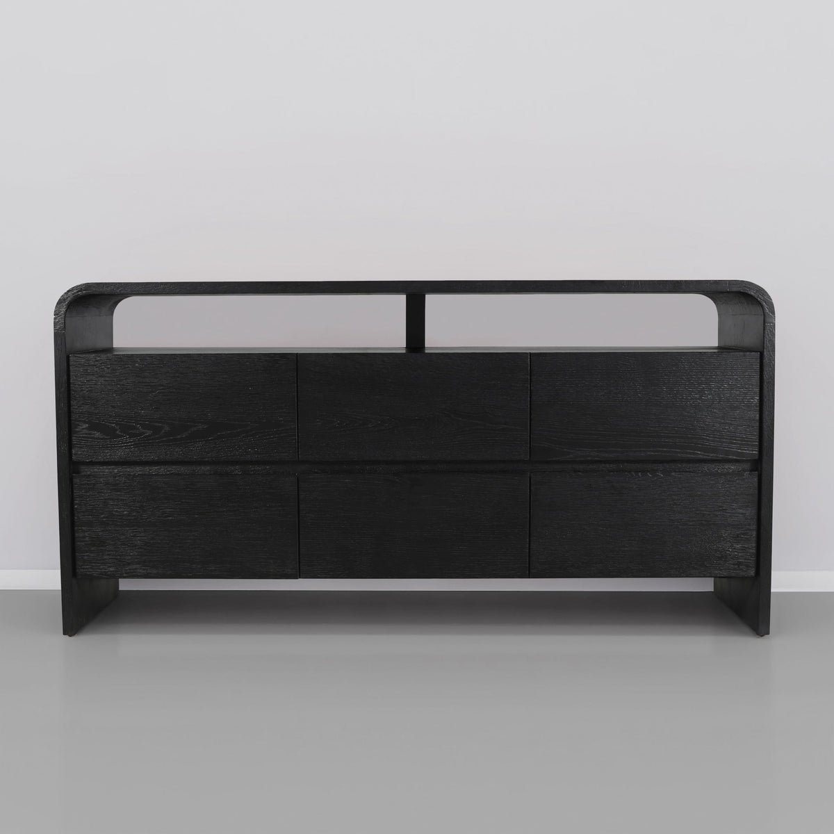 Cresthill Curved Oak Dresser — Black or Natural