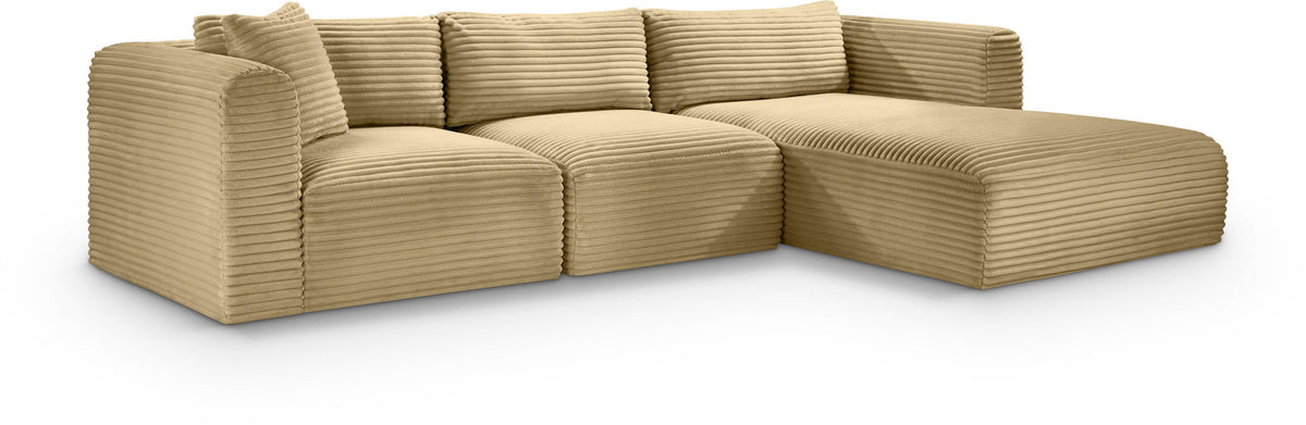 Shaggy Modular Sectional — 3-Piece Sectional — Camel