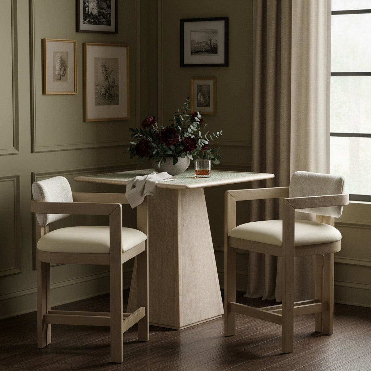 Ravina Upholstered Counter Stool with Natural Base