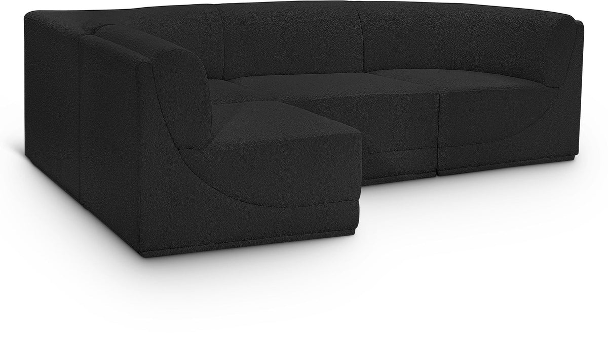 Ollie Boucle Modular Sectional — 4-Piece Sectional — Black