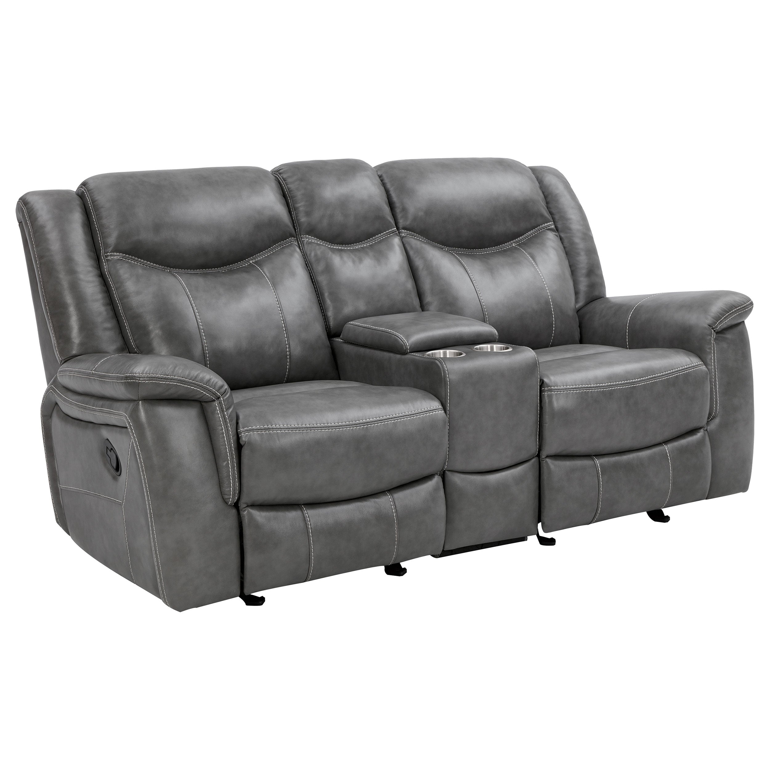 Conrad Upholstered Padded Arm Motion Sofa Set Grey