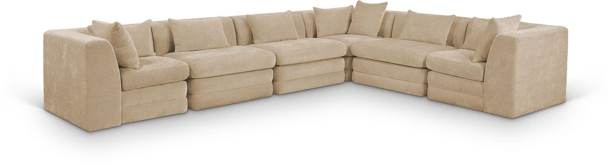 Stellar Chenille Modular Sectional — 6-Piece 152" Sectional (152"L x 114"D) — Beige