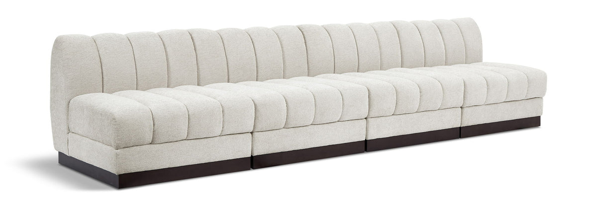 Quinn Chenille Modular Sectional — 4-Piece Armless Sofa — Cream