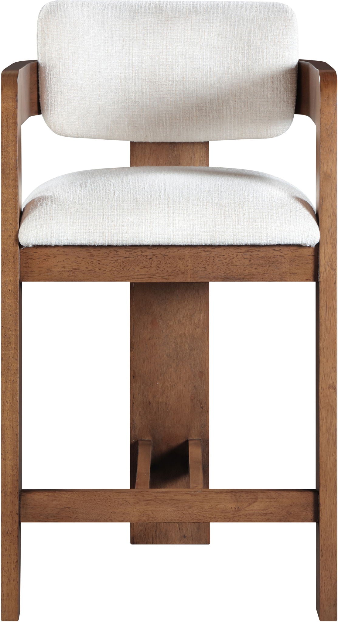 Sacha - Linen Stool with Brown Base