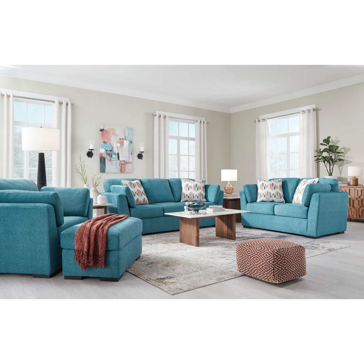 Keerwick Teal Sofa and Loveseat Set