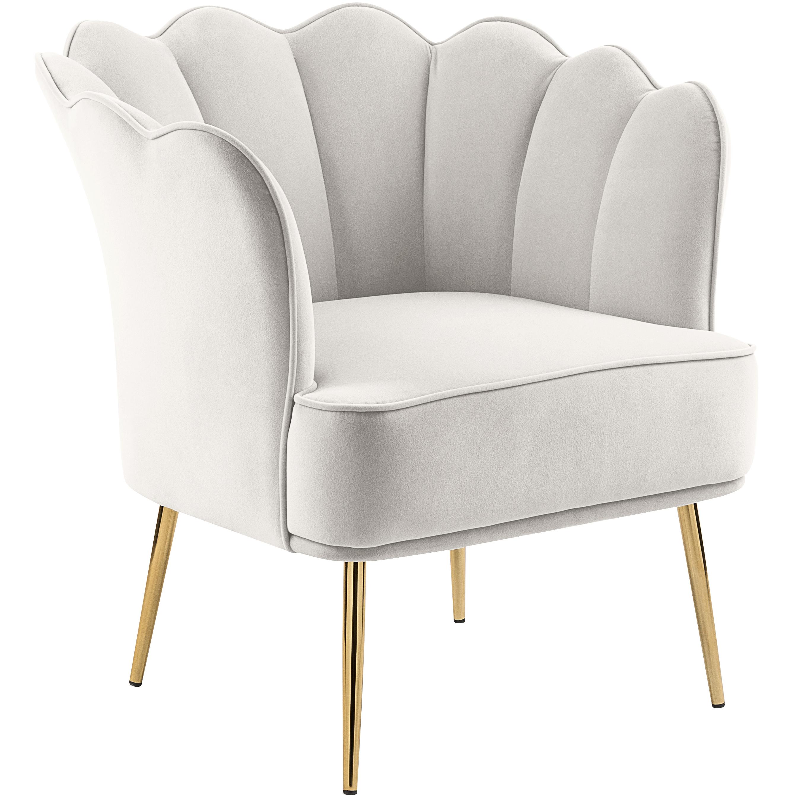 Meridian Jester Cream Velvet Accent Chair