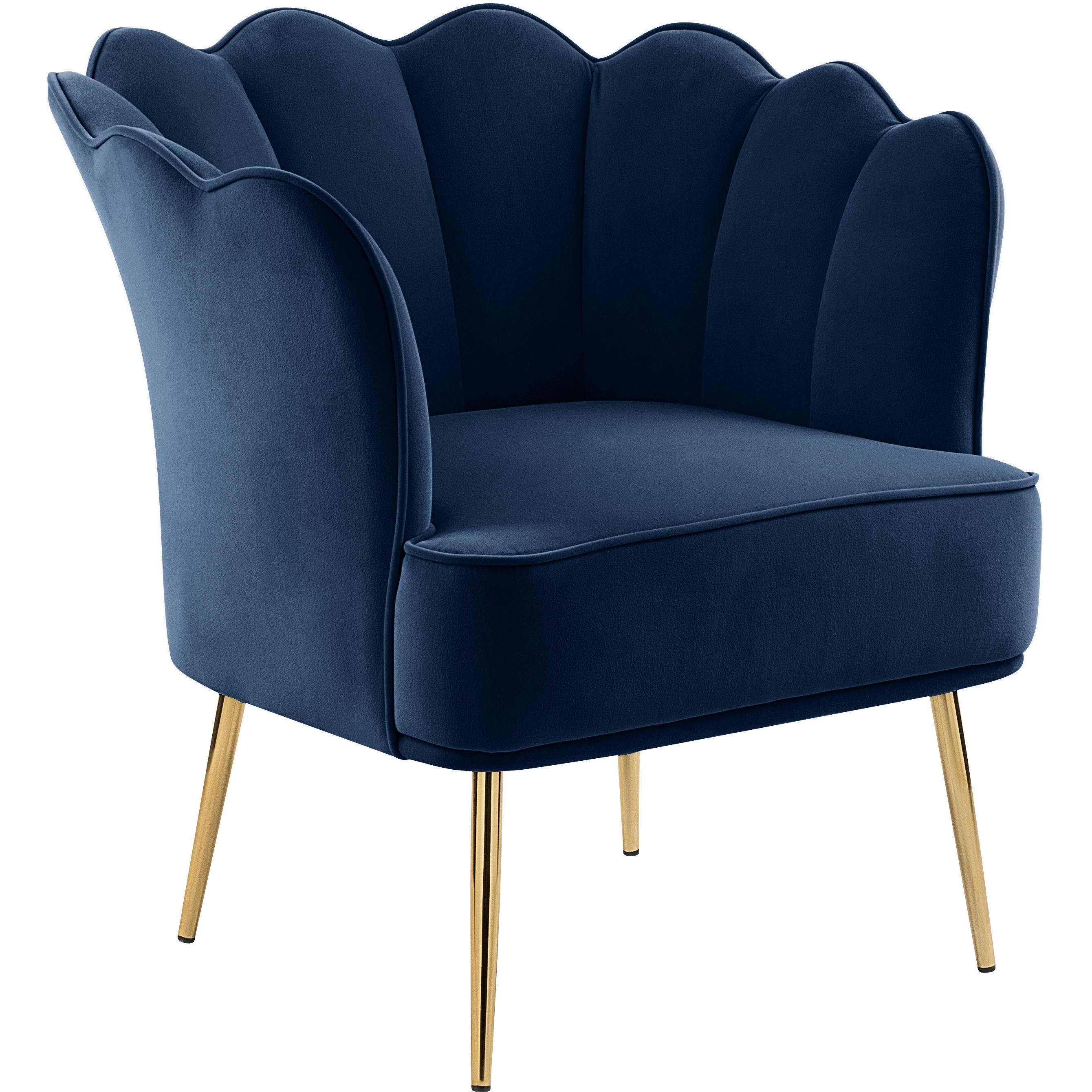 Meridian Jester Navy Velvet Accent Chair