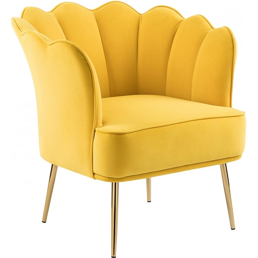 Meridian Jester Yellow Velvet Accent Chair