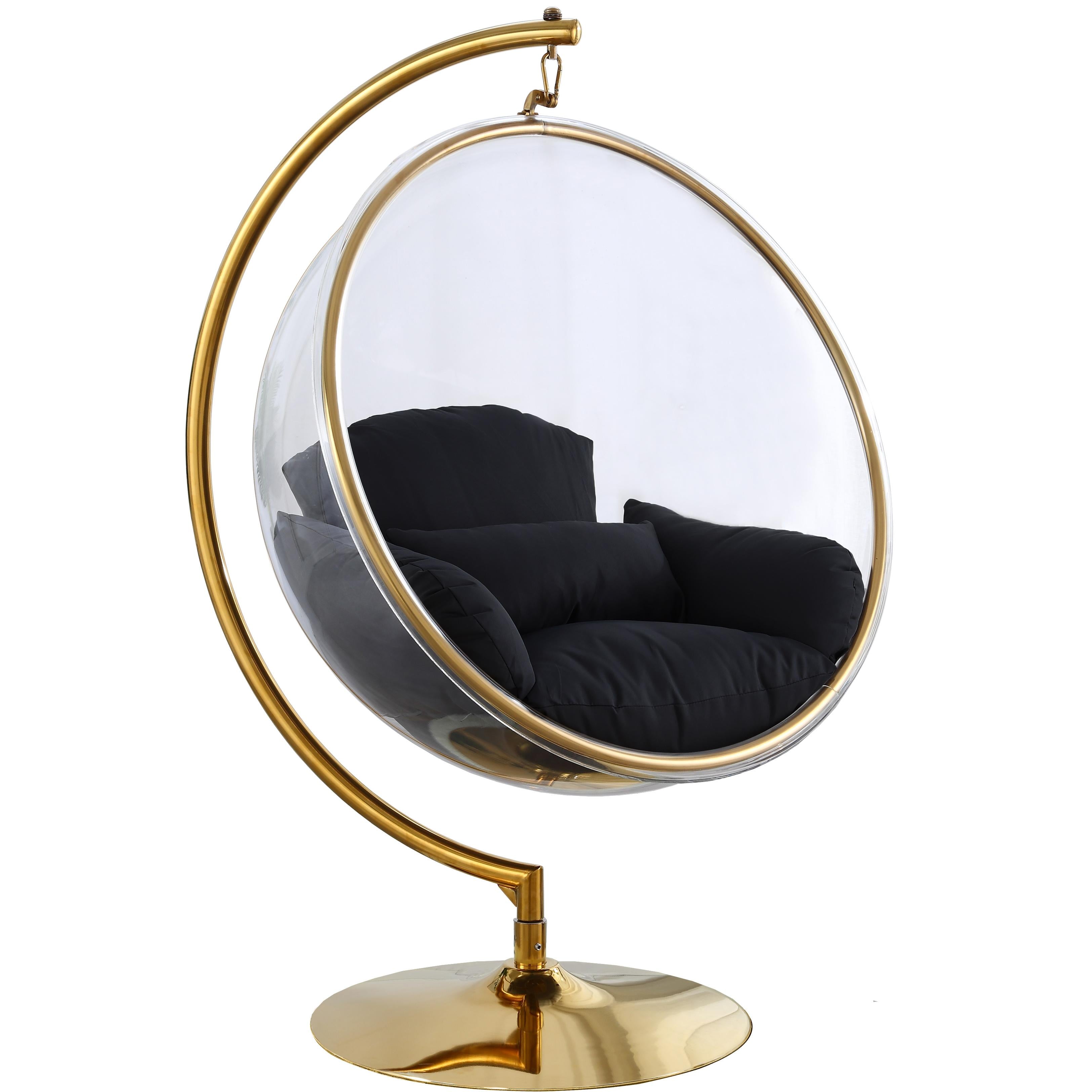 Meridian Luna Black Fabric Acrylic Swing Bubble Accent Chair (2 Boxes)