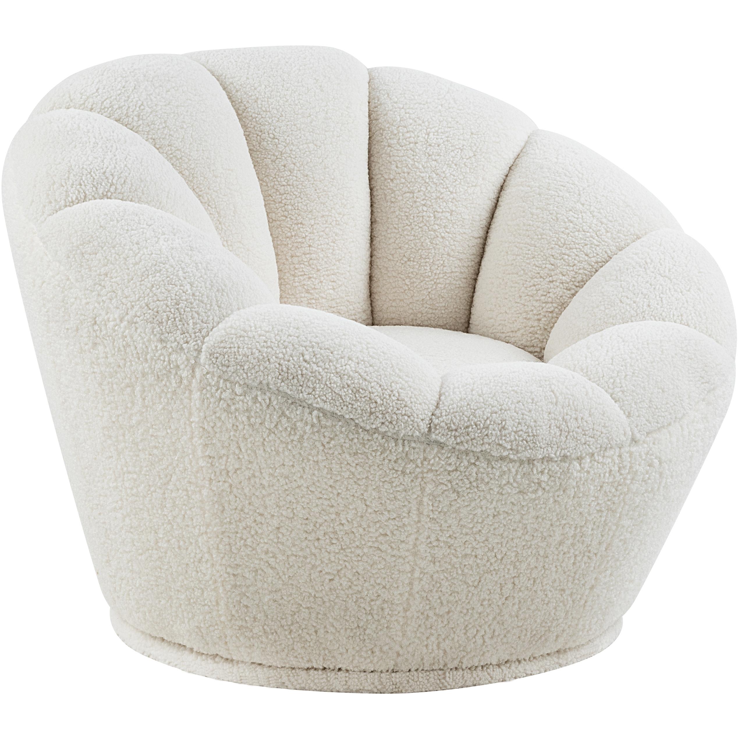 Meridian Dream White Faux Sheepskin Fur Accent Chair