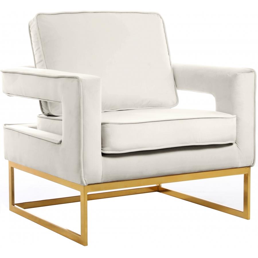 Meridian Noah Cream Velvet Accent Chair