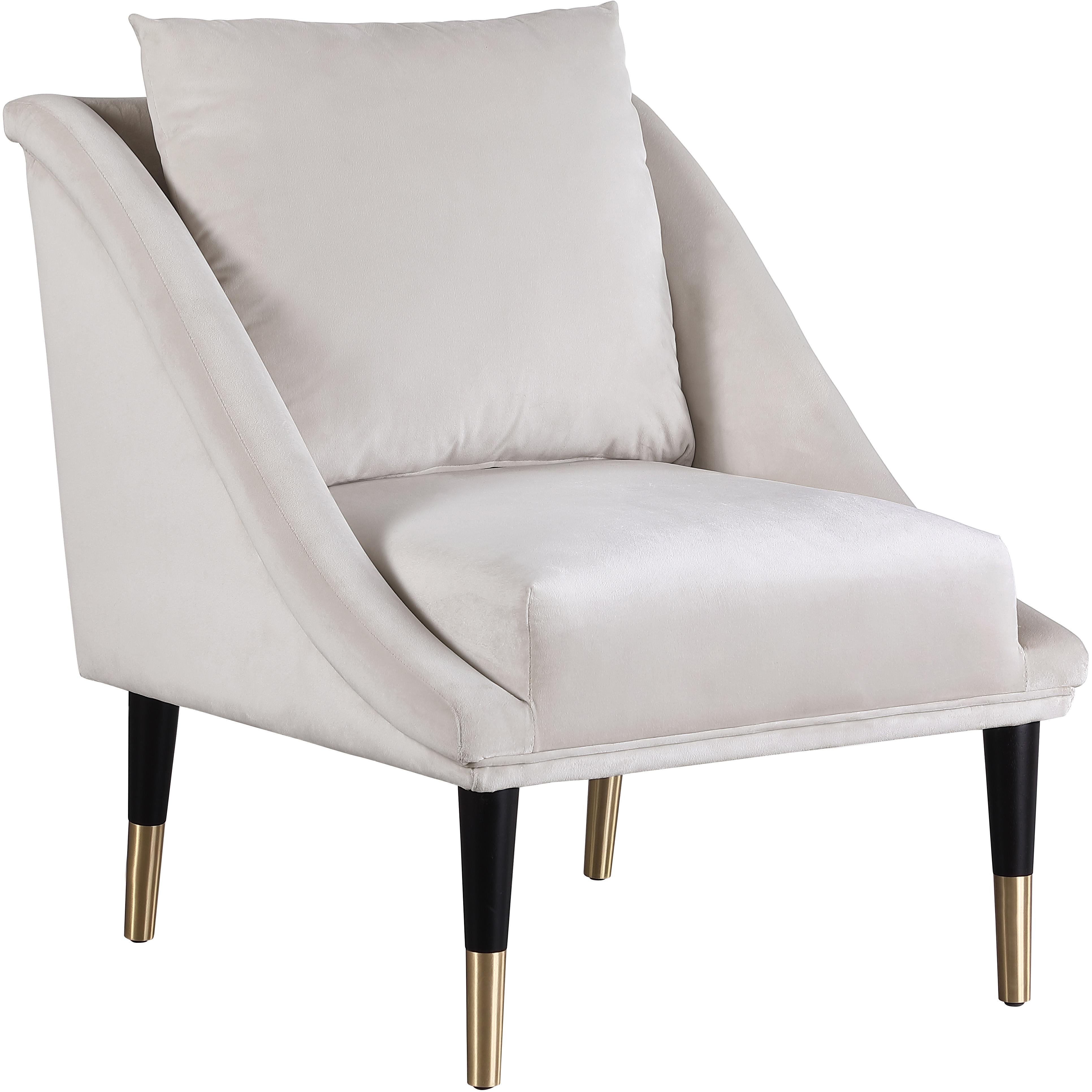 Meridian Elegante Cream Velvet Accent Chair
