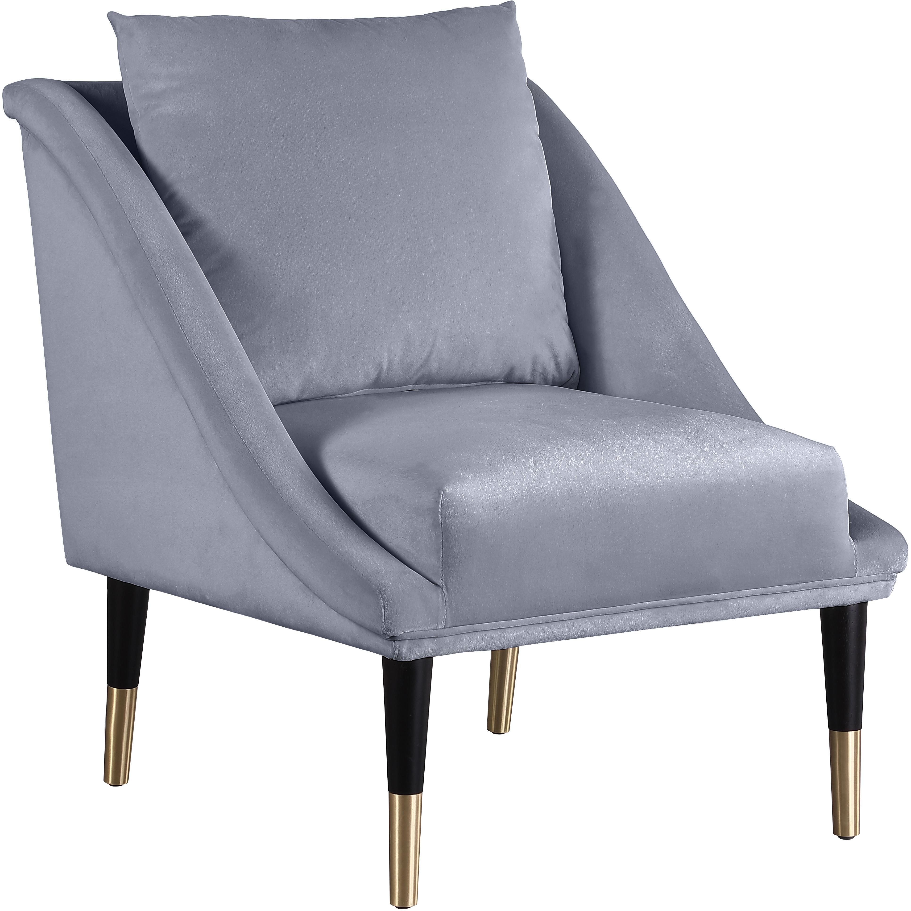 Meridian Elegante Grey Velvet Accent Chair