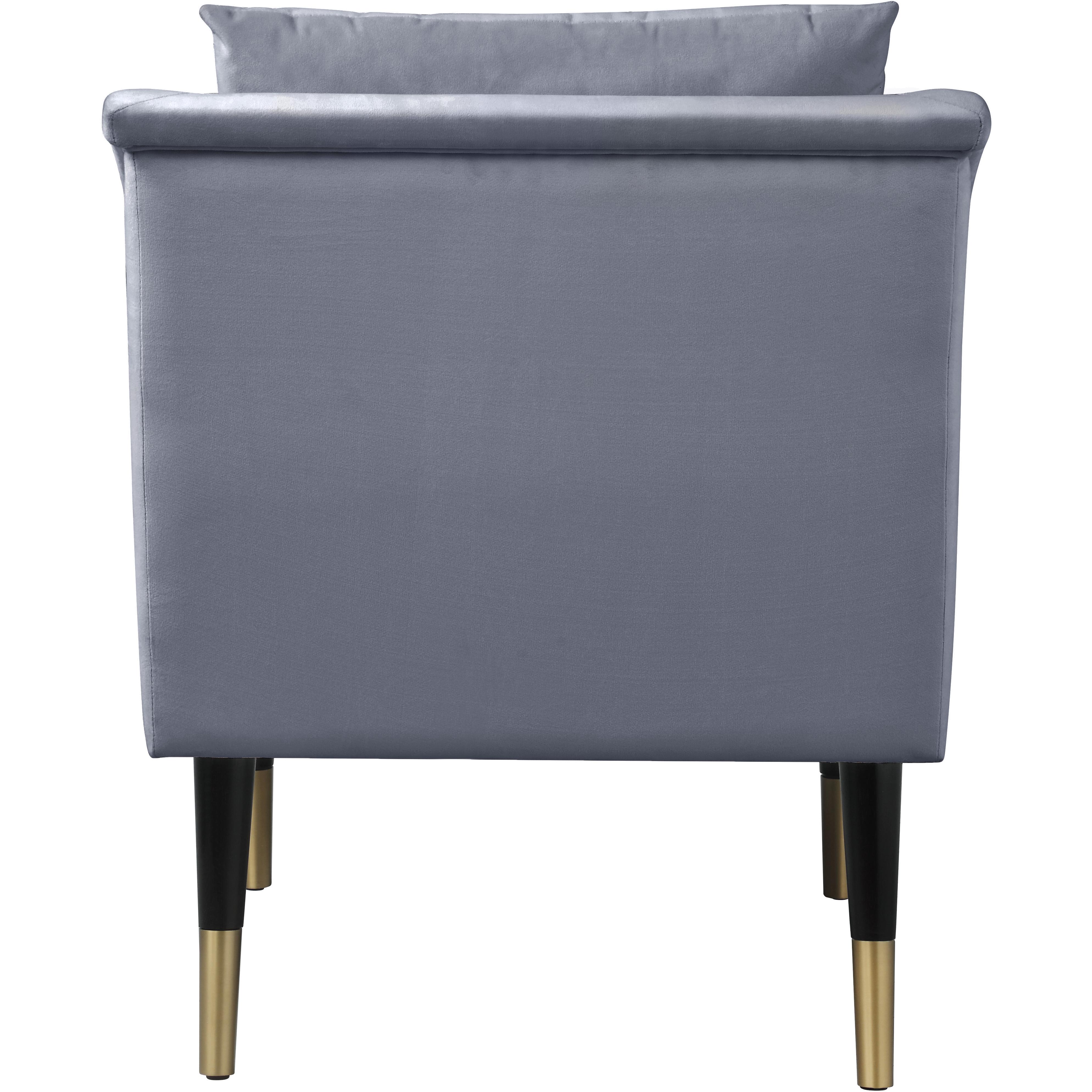 Meridian Elegante Grey Velvet Accent Chair