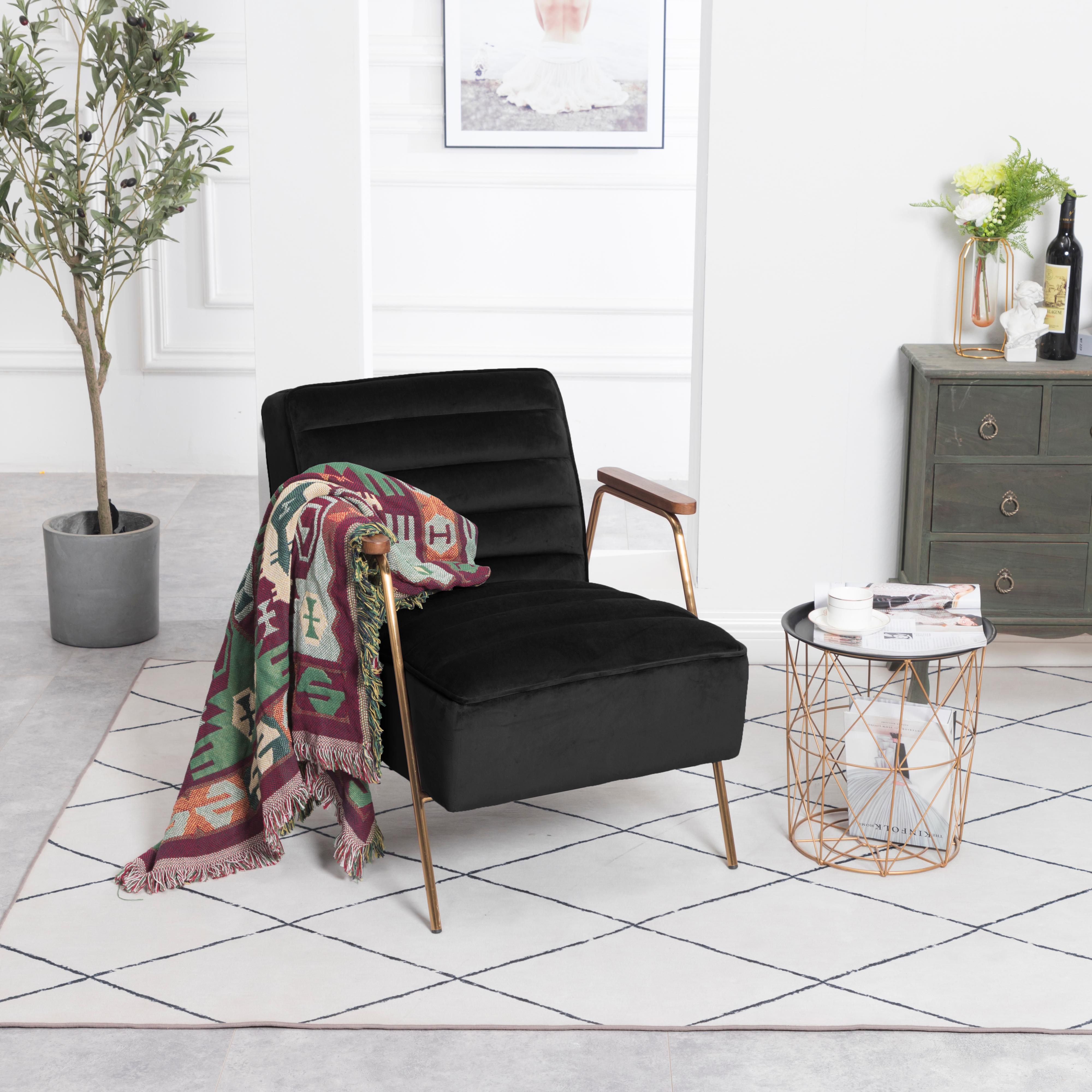 Meridian Woodford Black Velvet Accent Chair