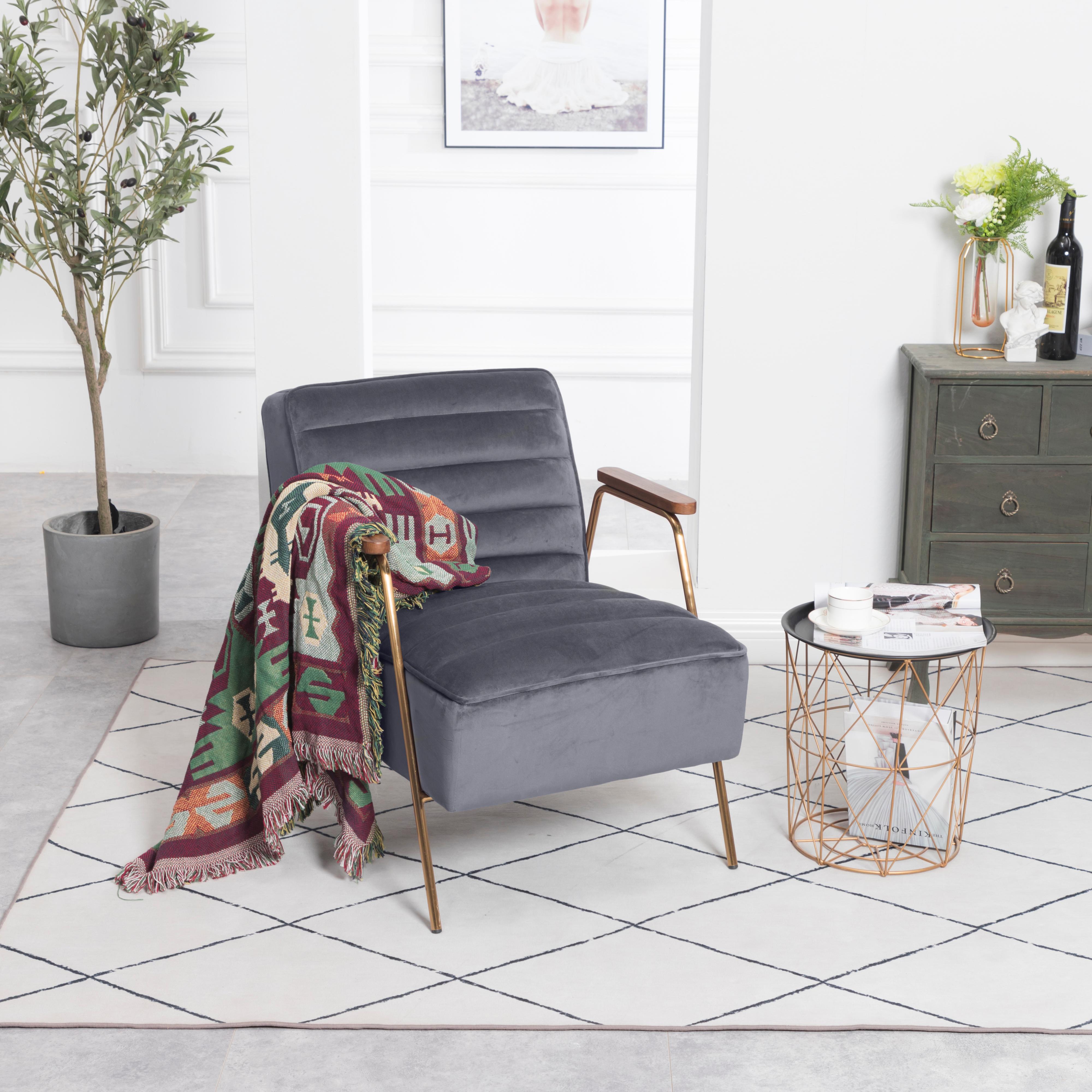 Meridian Woodford Grey Velvet Accent Chair