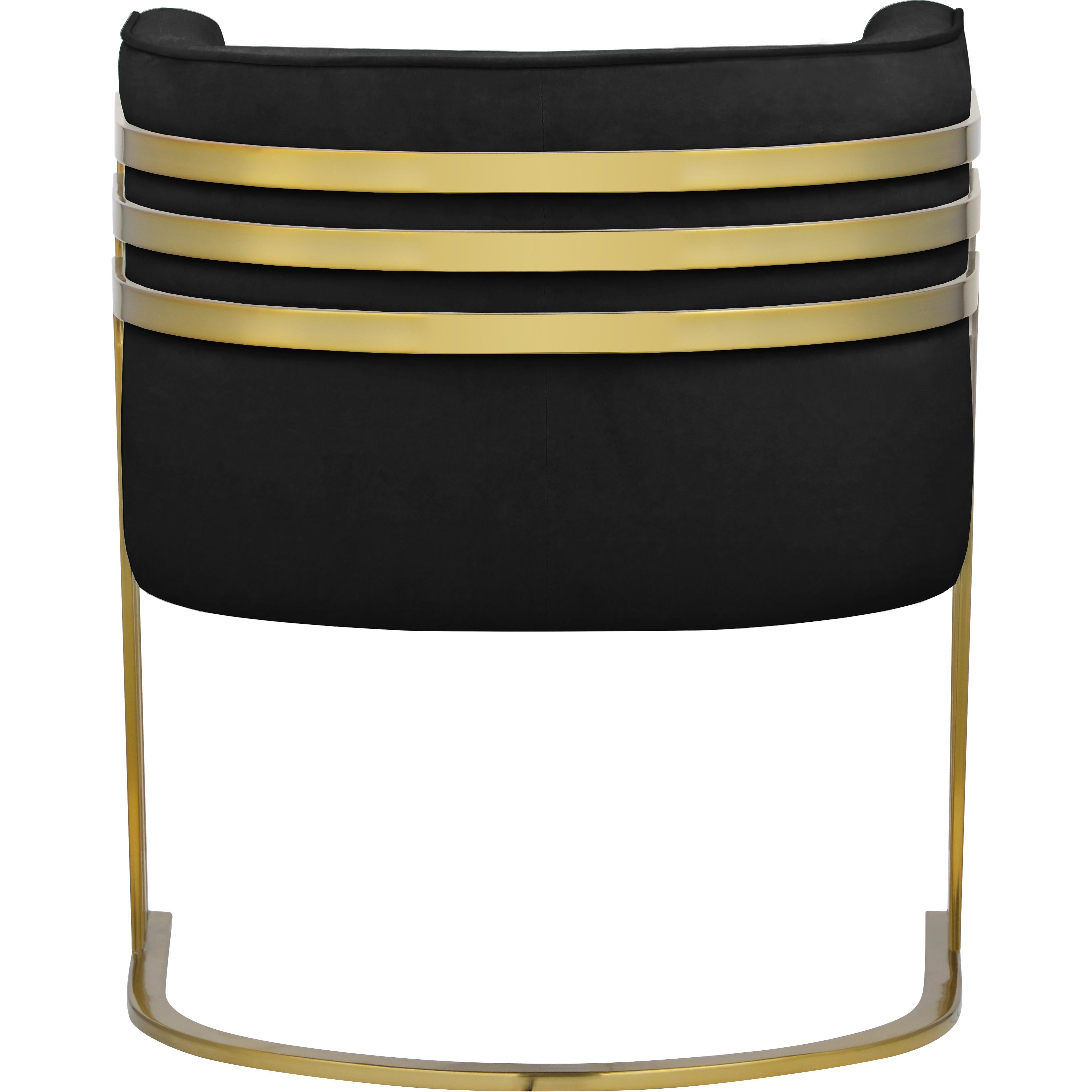 Meridian Rays Black Velvet Accent Chair