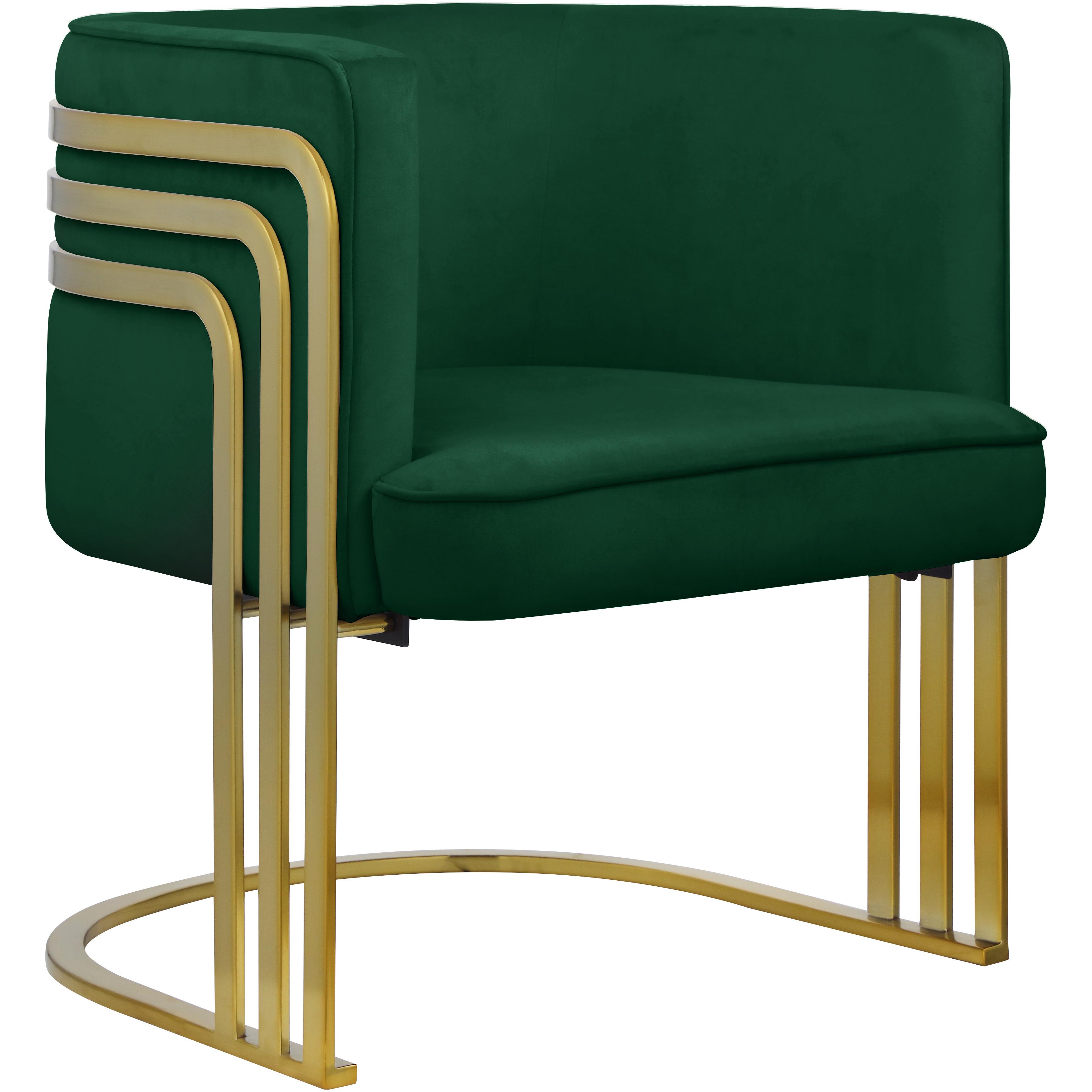 Meridian Rays Green Velvet Accent Chair
