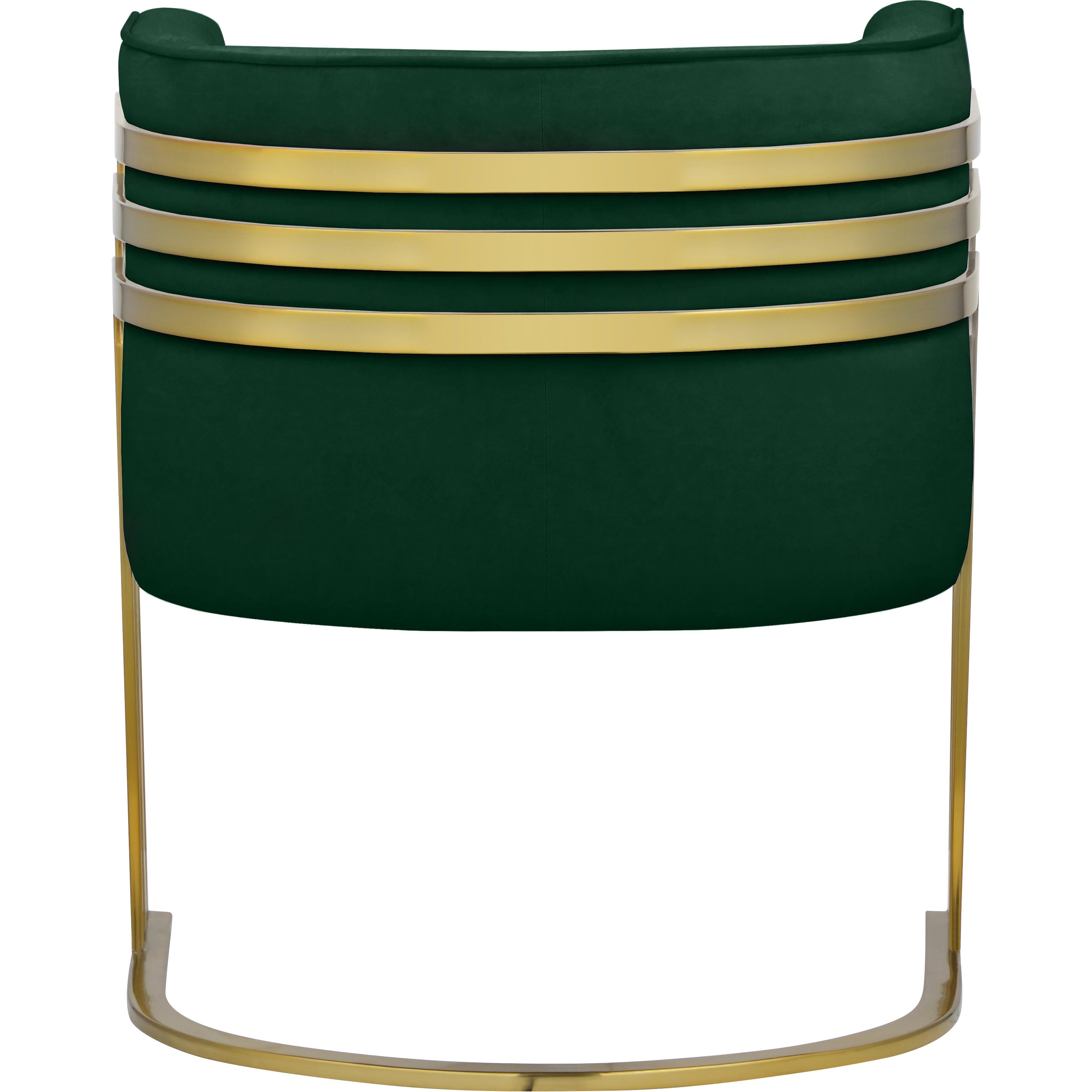 Meridian Rays Green Velvet Accent Chair