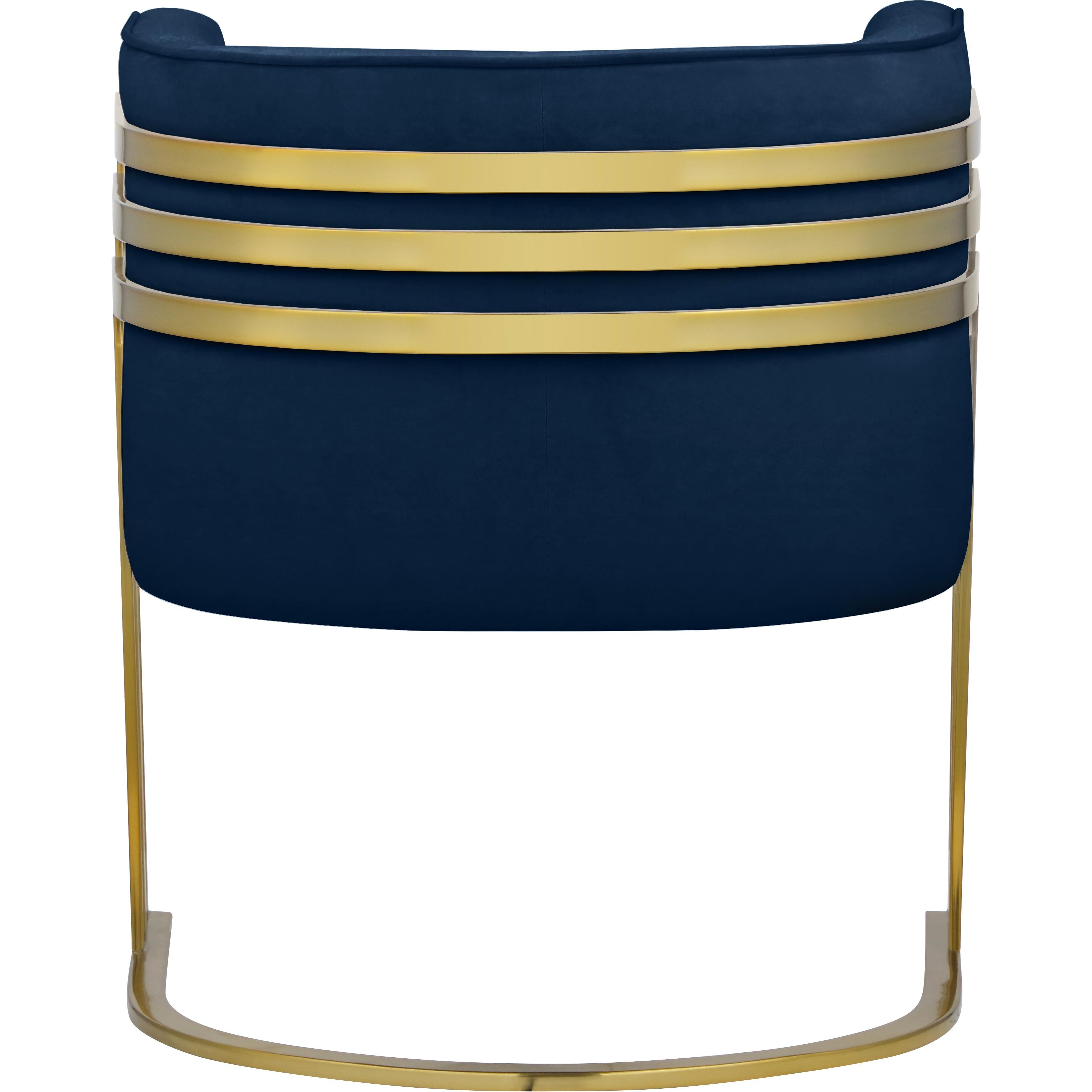 Meridian Rays Navy Velvet Accent Chair