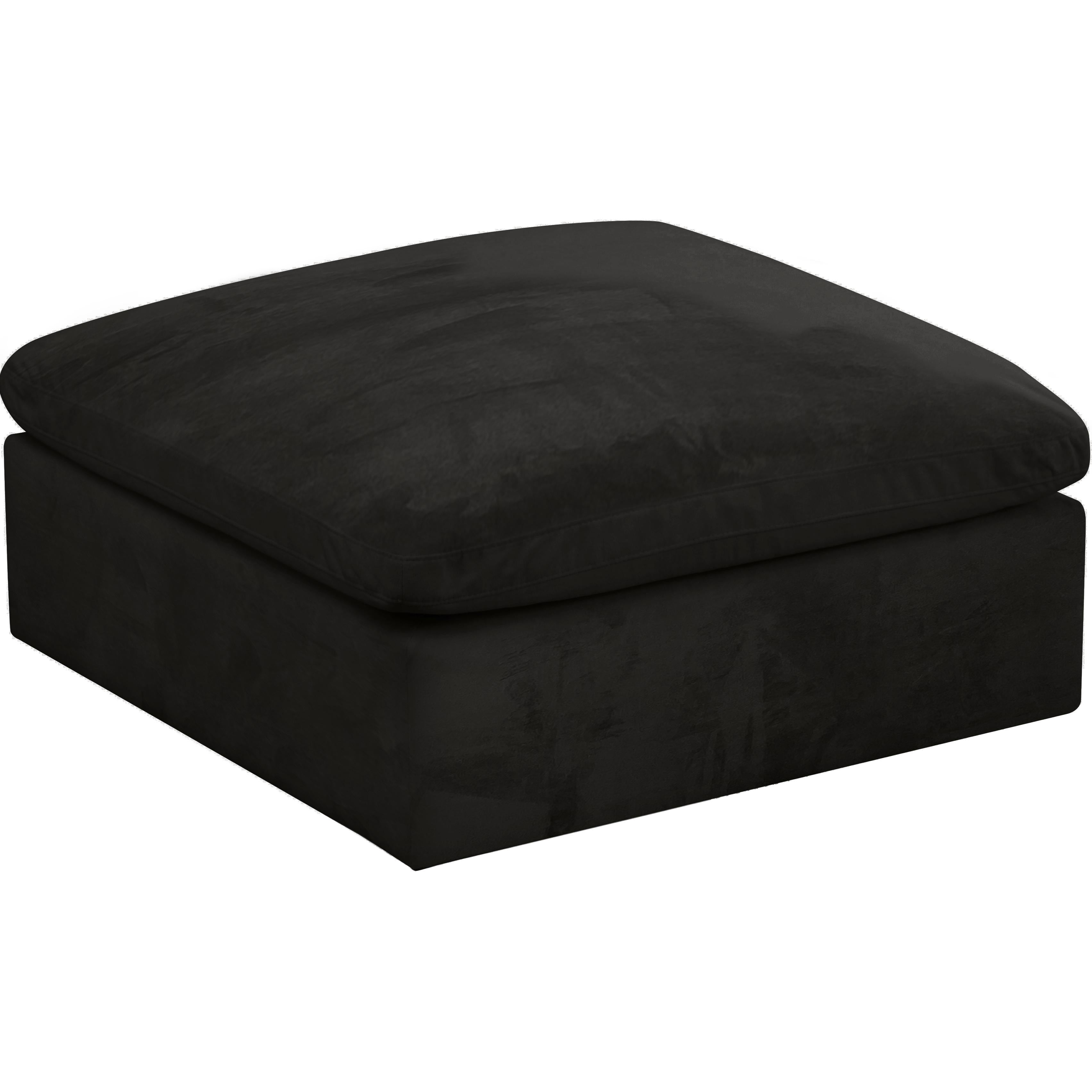 Meridian Cozy Black Velvet Ottoman