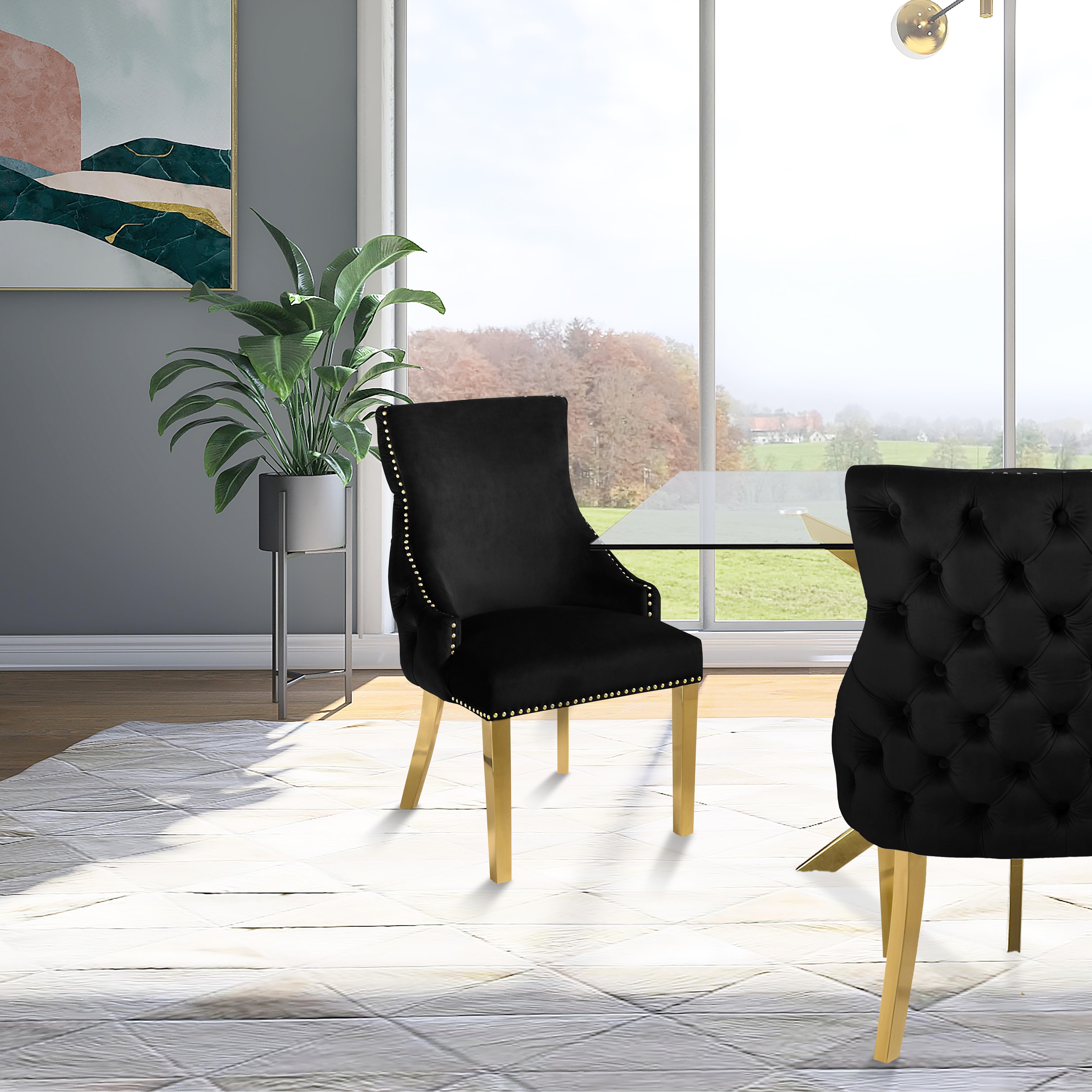 Meridian Tuft Black Velvet Dining Chair