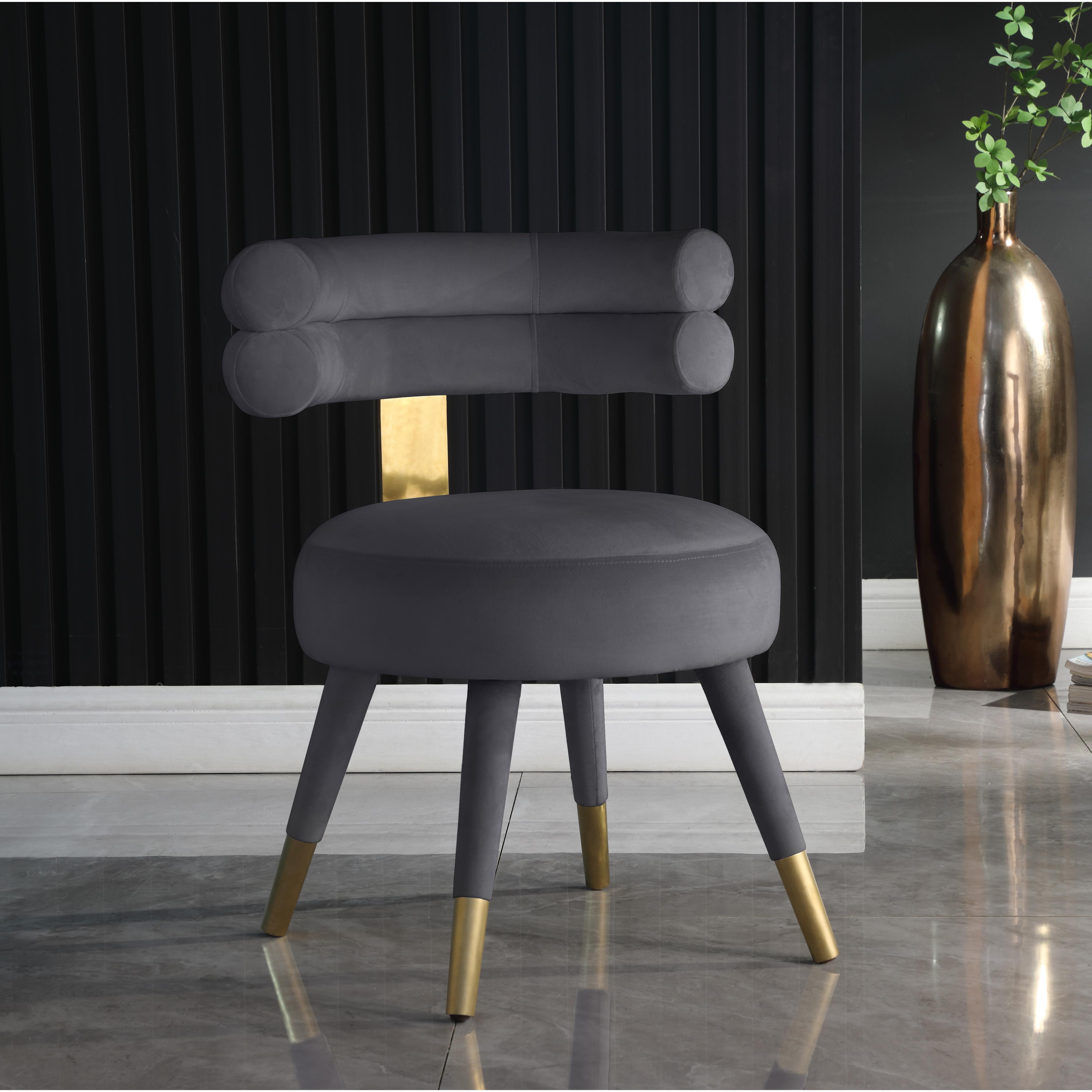 Meridian Fitzroy Grey Velvet Dining Chair