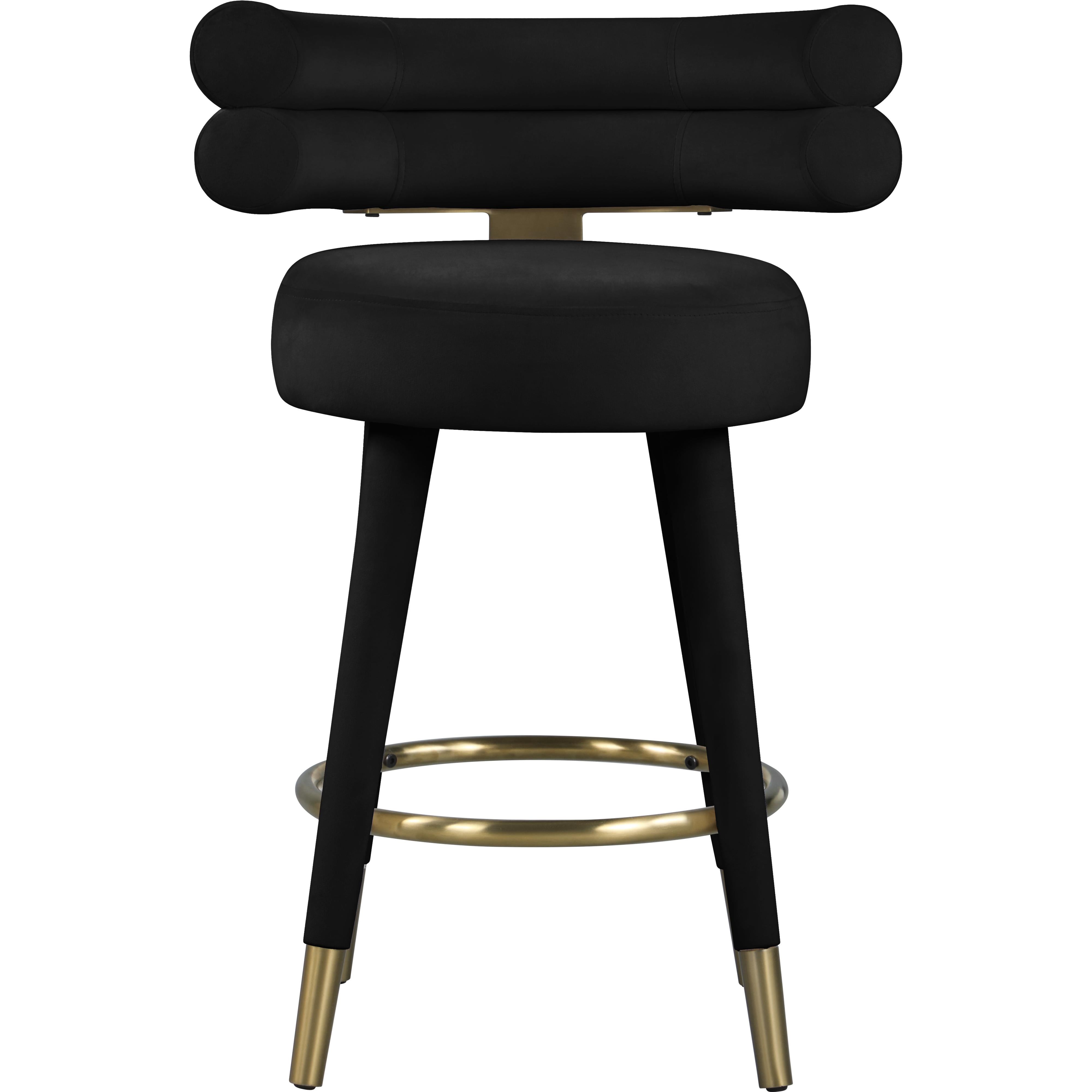 Meridian Fitzroy Black Velvet Counter Stool