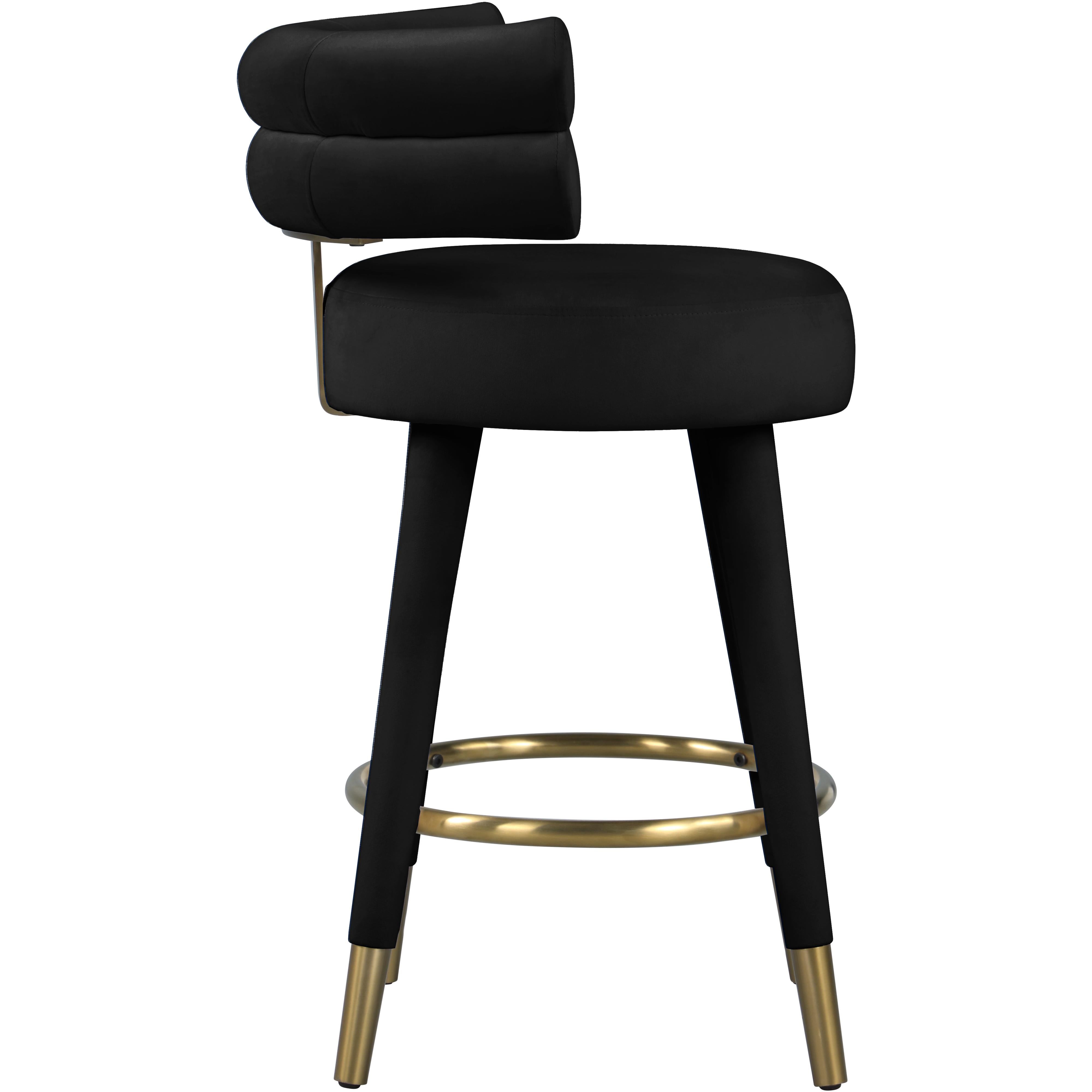 Meridian Fitzroy Black Velvet Counter Stool