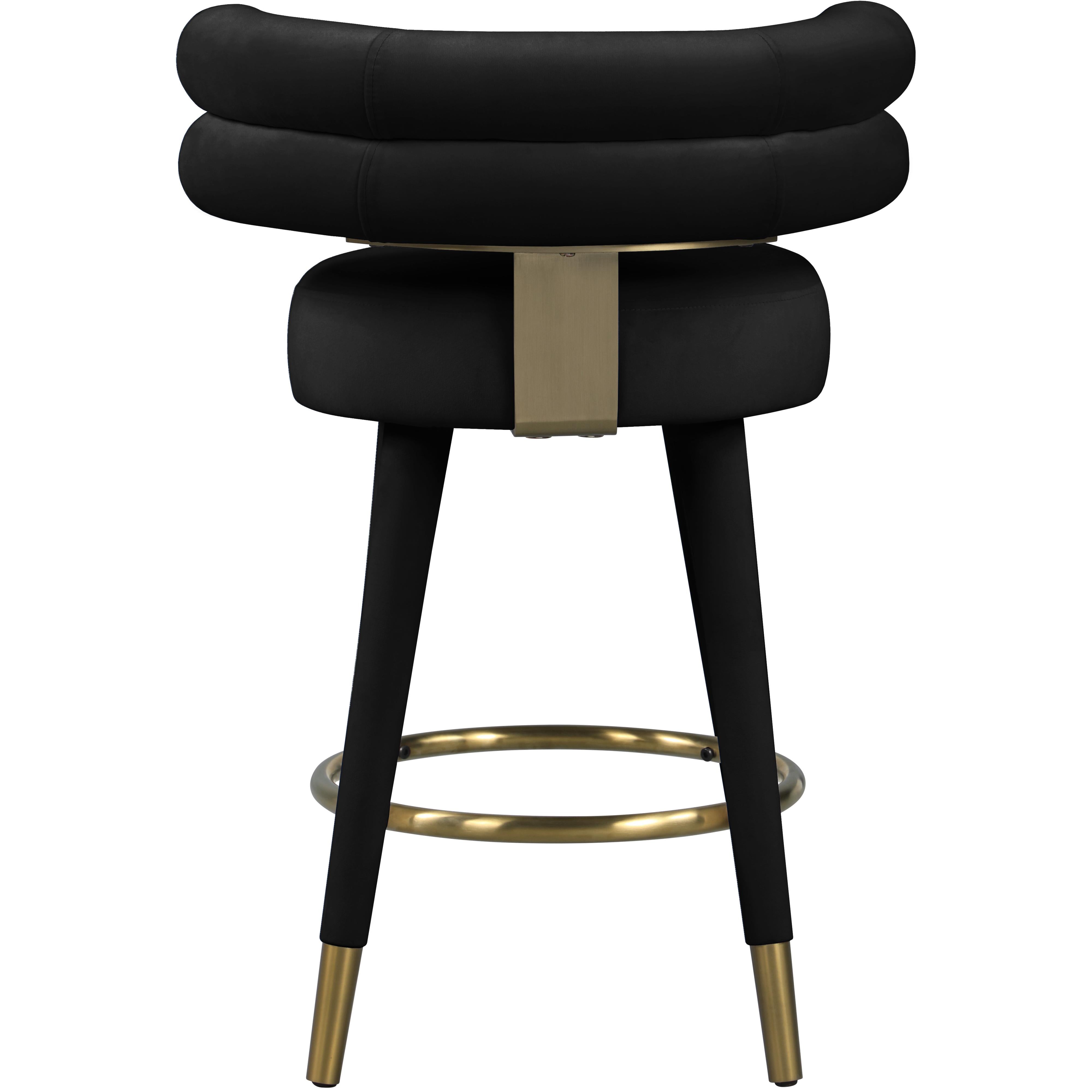 Meridian Fitzroy Black Velvet Counter Stool