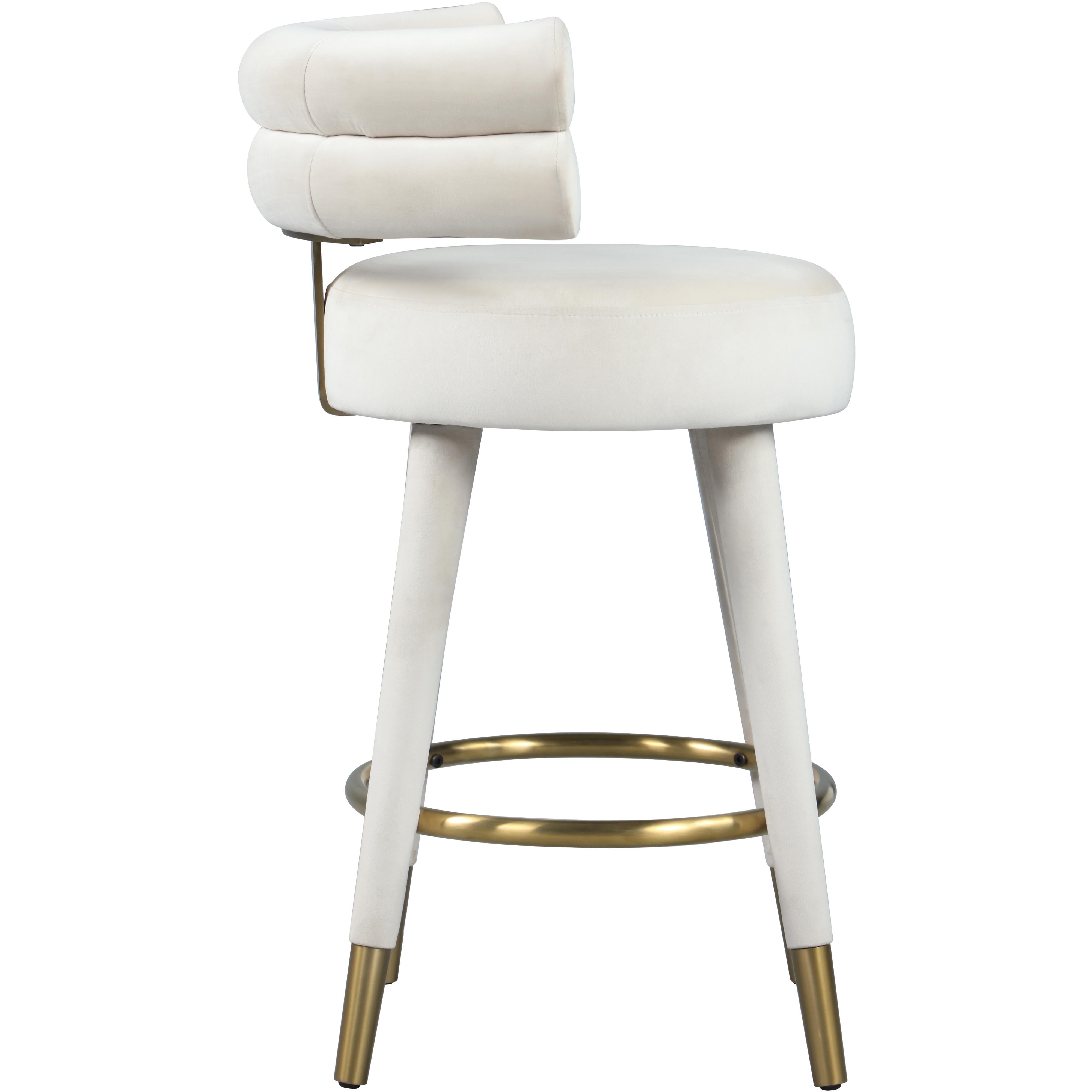 Meridian Fitzroy Cream Velvet Counter Stool