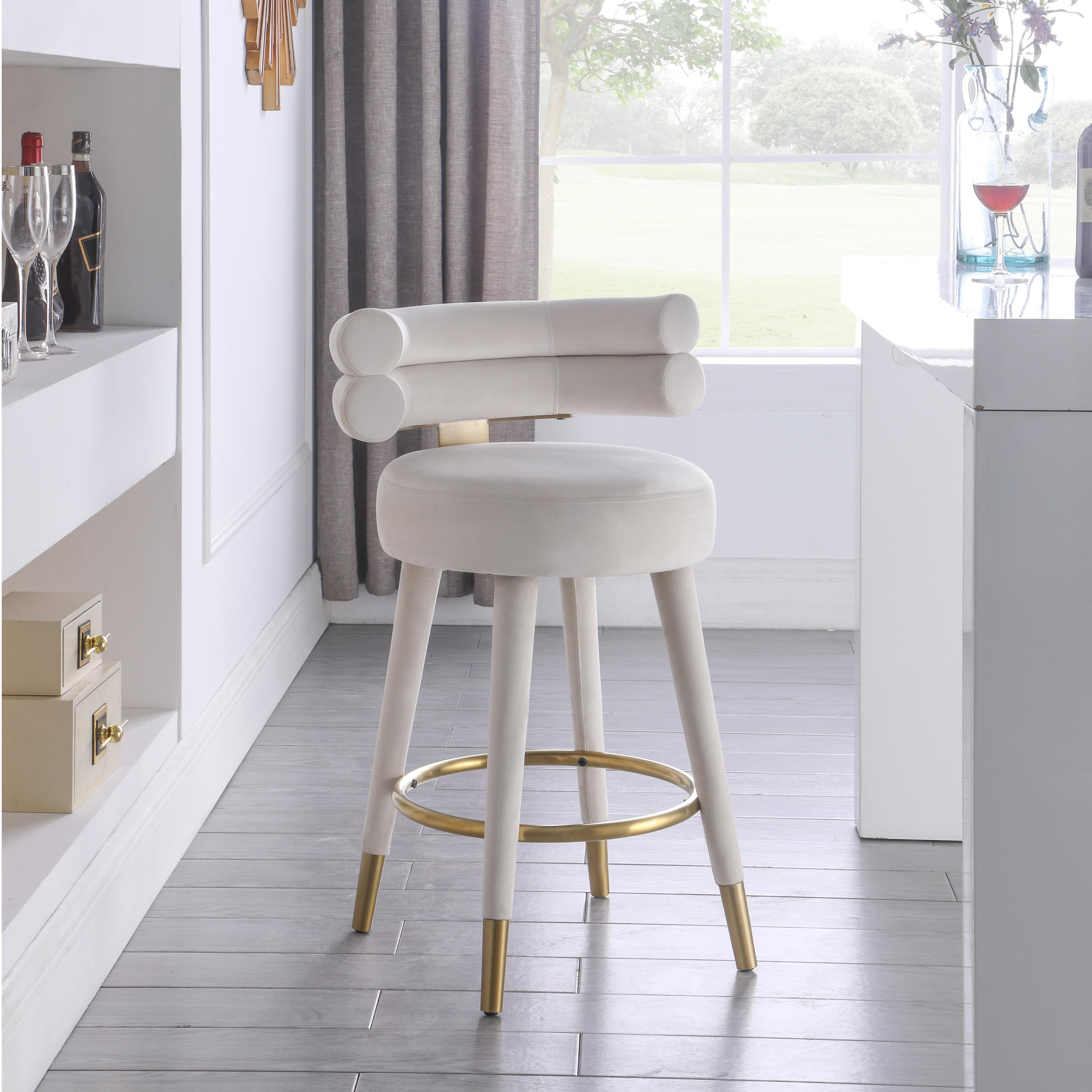 Meridian Fitzroy Cream Velvet Counter Stool