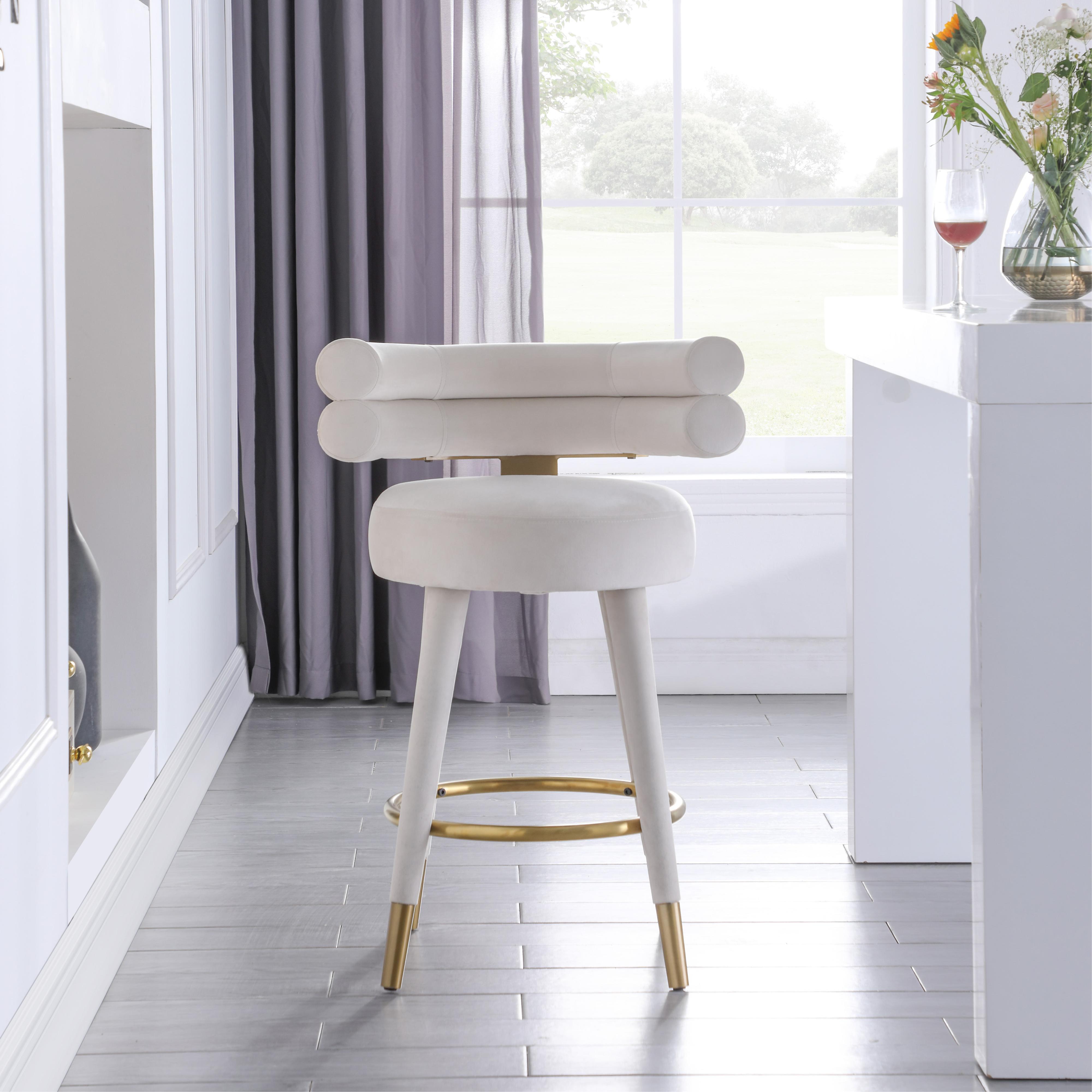 Meridian Fitzroy Cream Velvet Counter Stool