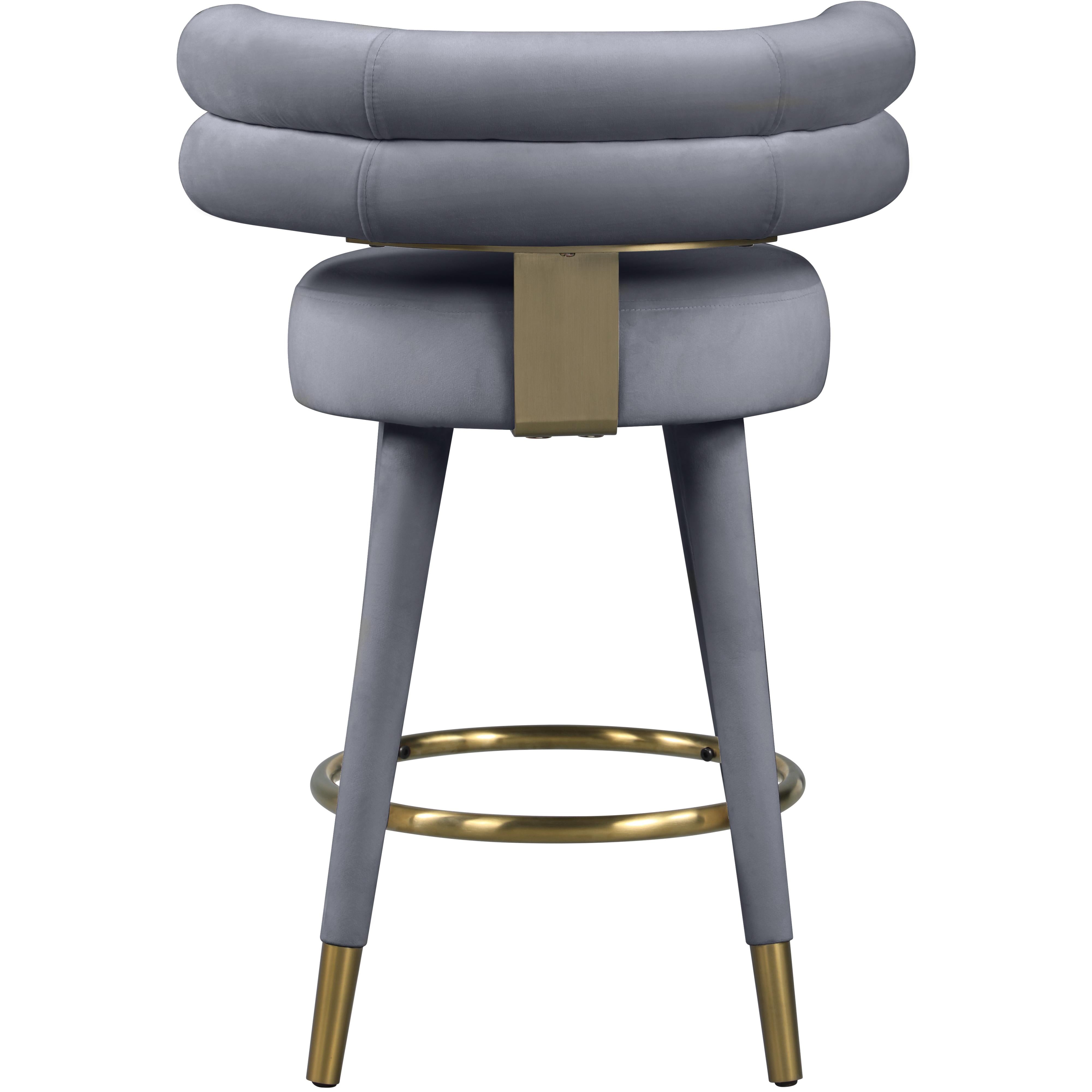 Meridian Fitzroy Grey Velvet Counter Stool