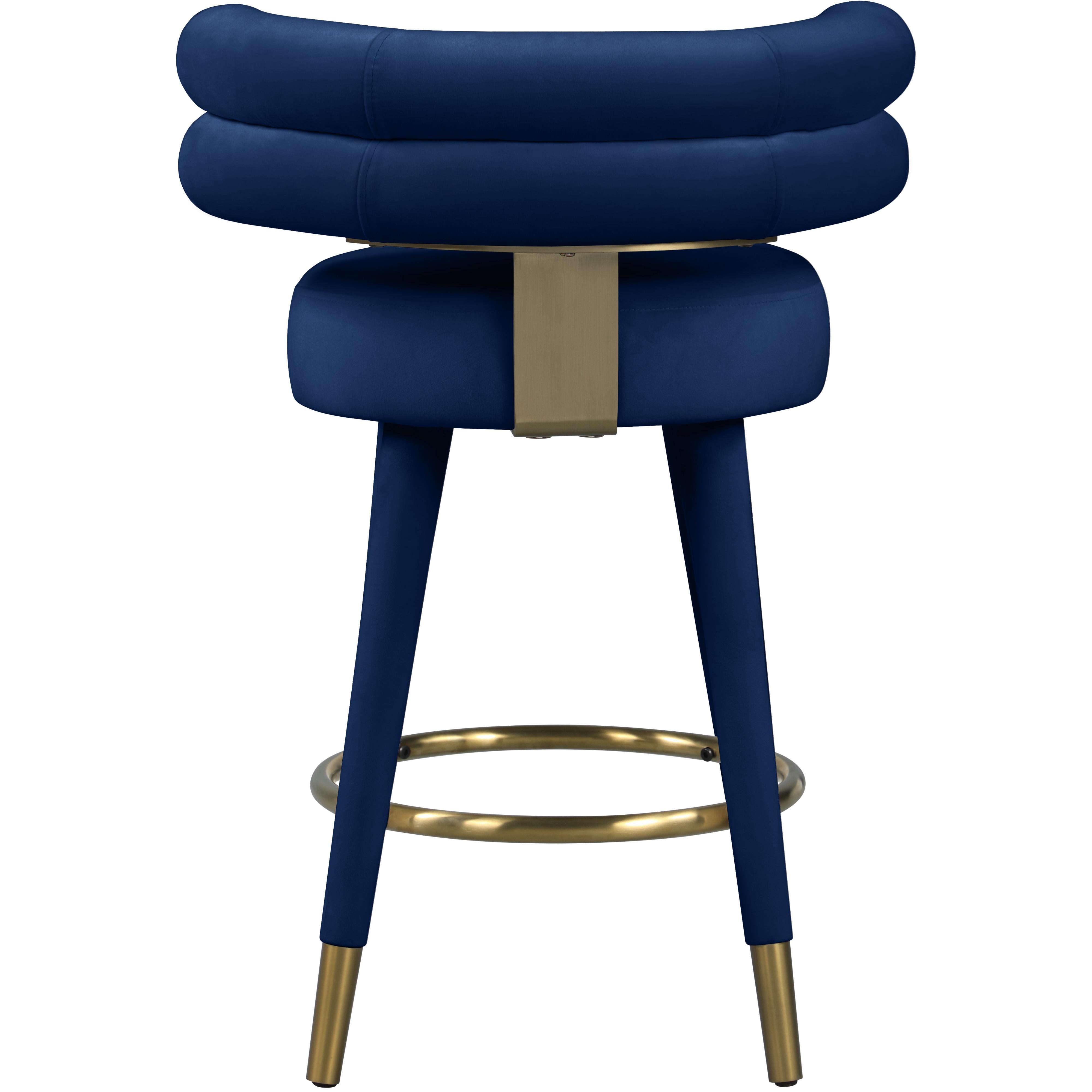 Meridian Fitzroy Navy Velvet Counter Stool