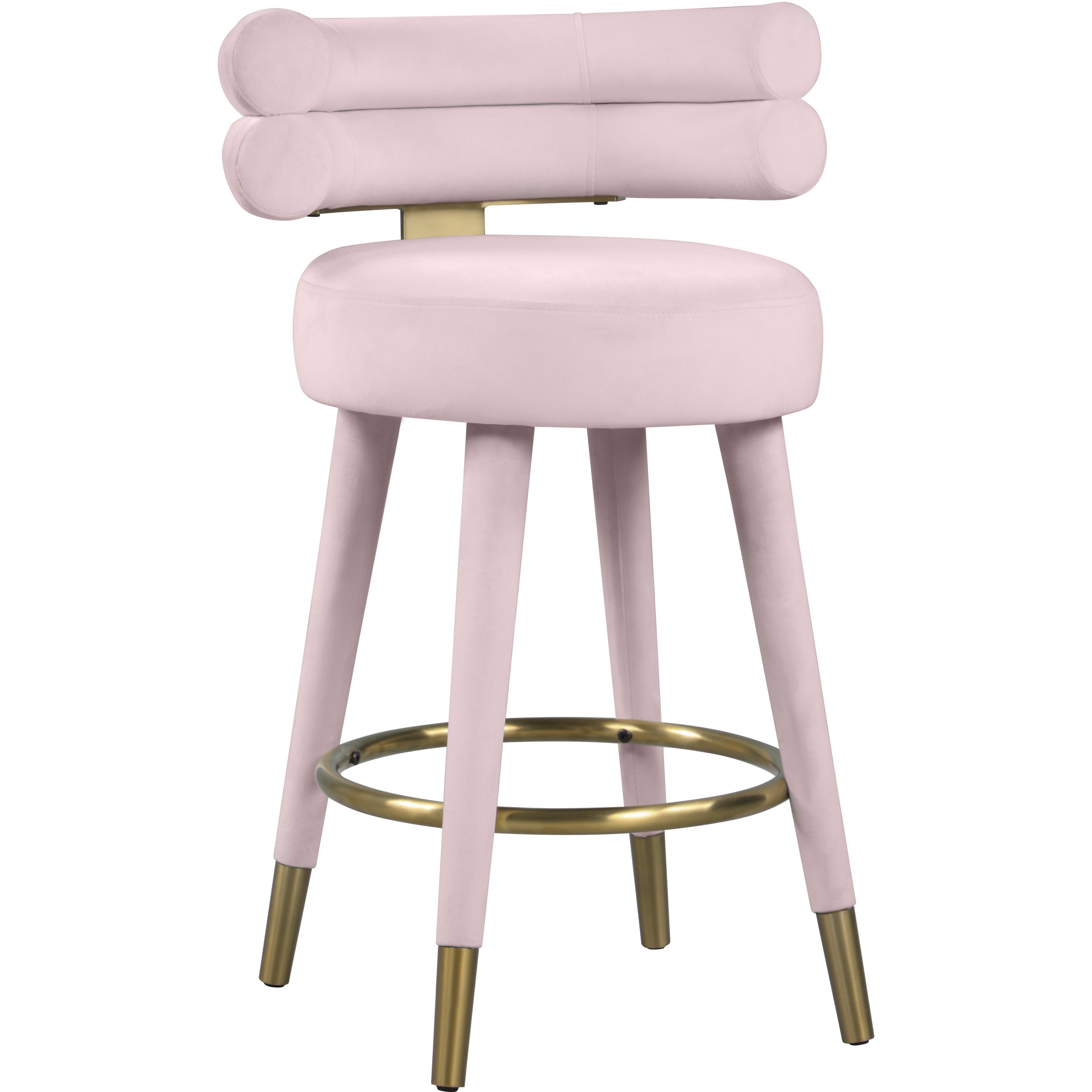Meridian Fitzroy Pink Velvet Counter Stool