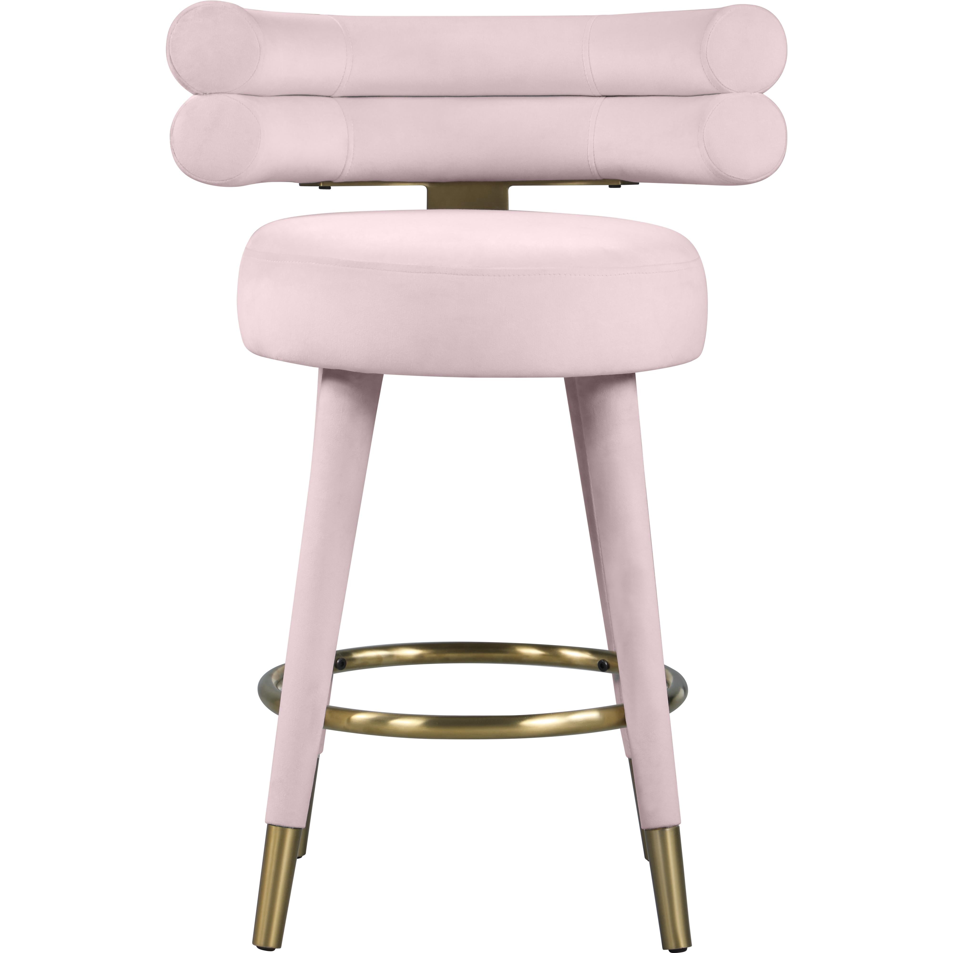 Meridian Fitzroy Pink Velvet Counter Stool