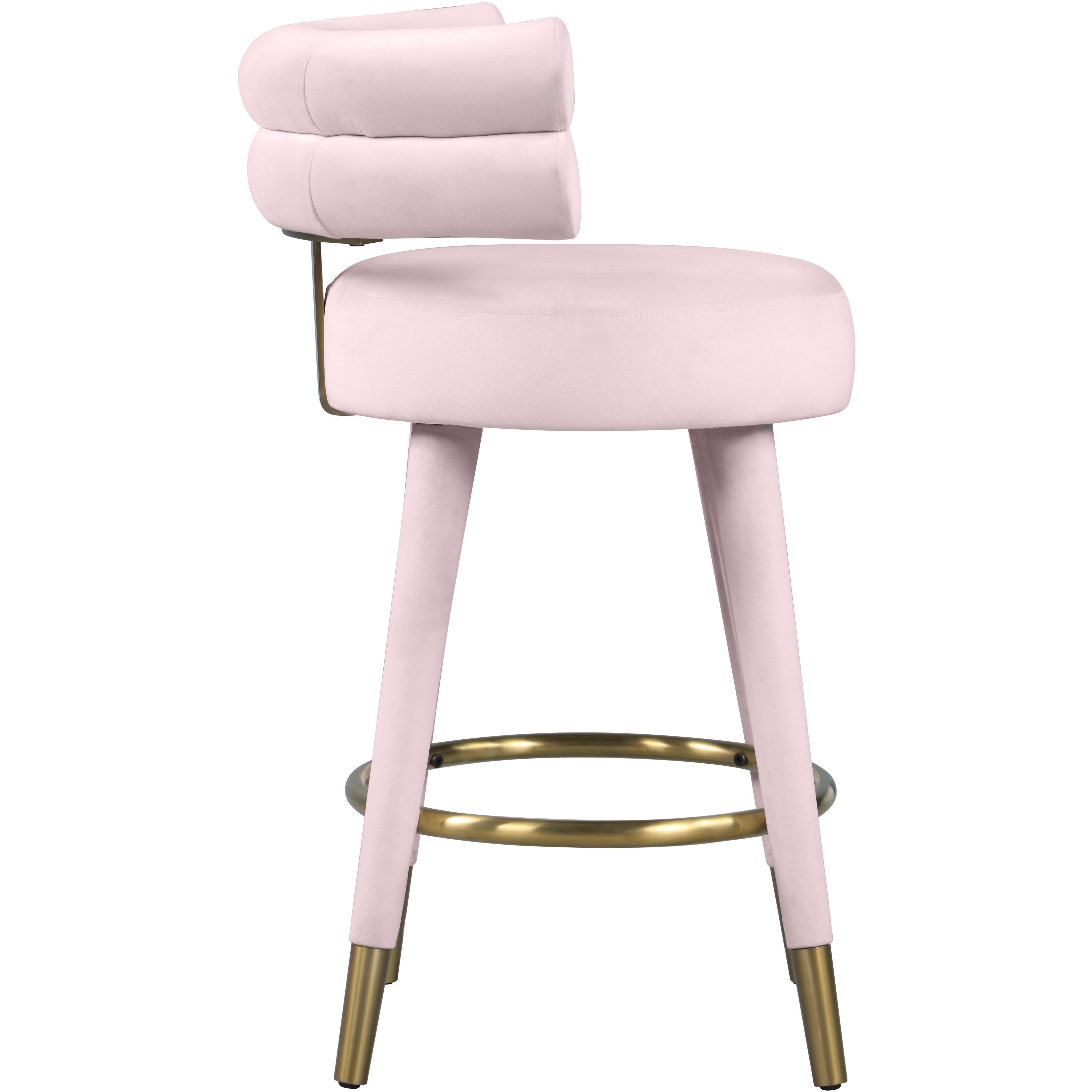 Meridian Fitzroy Pink Velvet Counter Stool