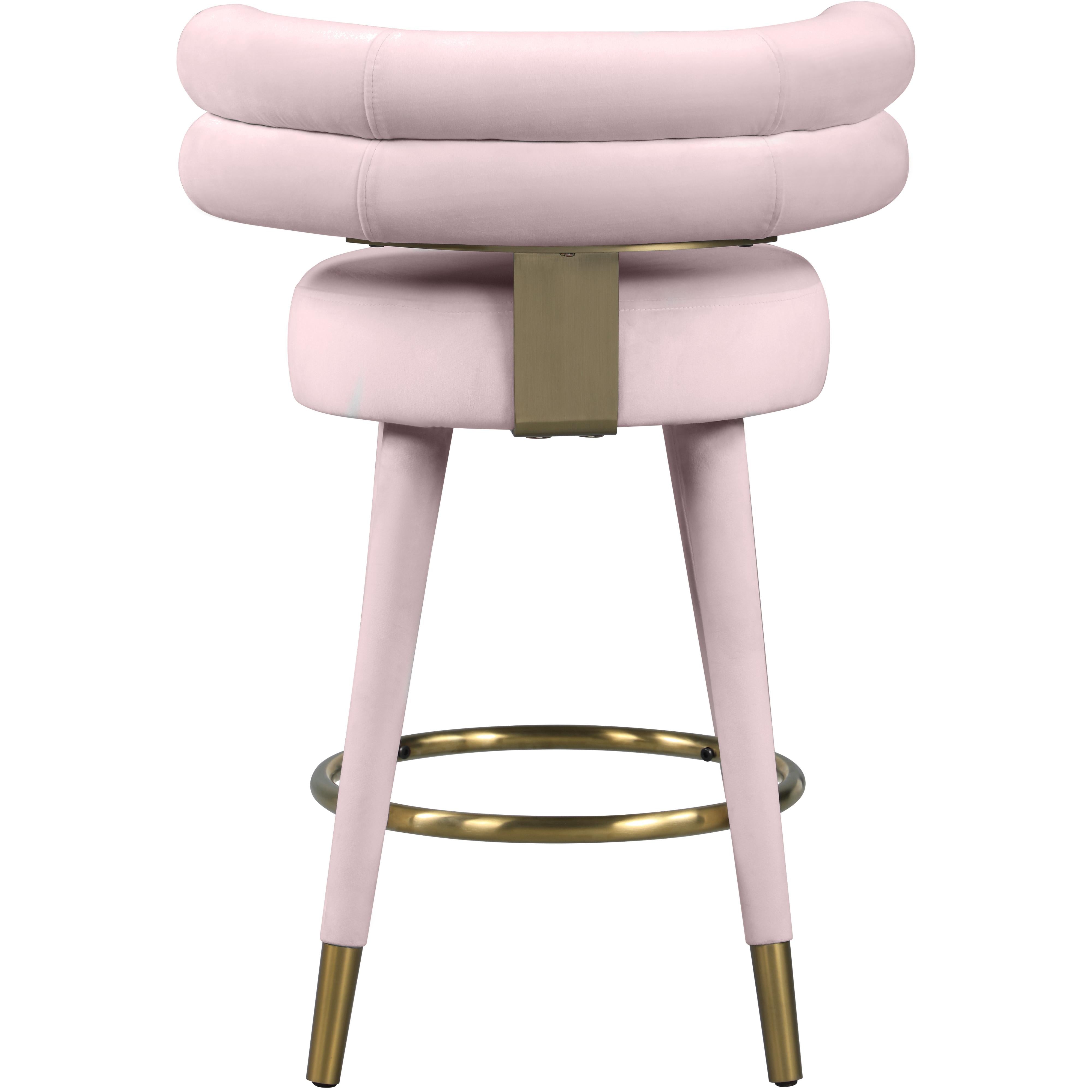 Meridian Fitzroy Pink Velvet Counter Stool
