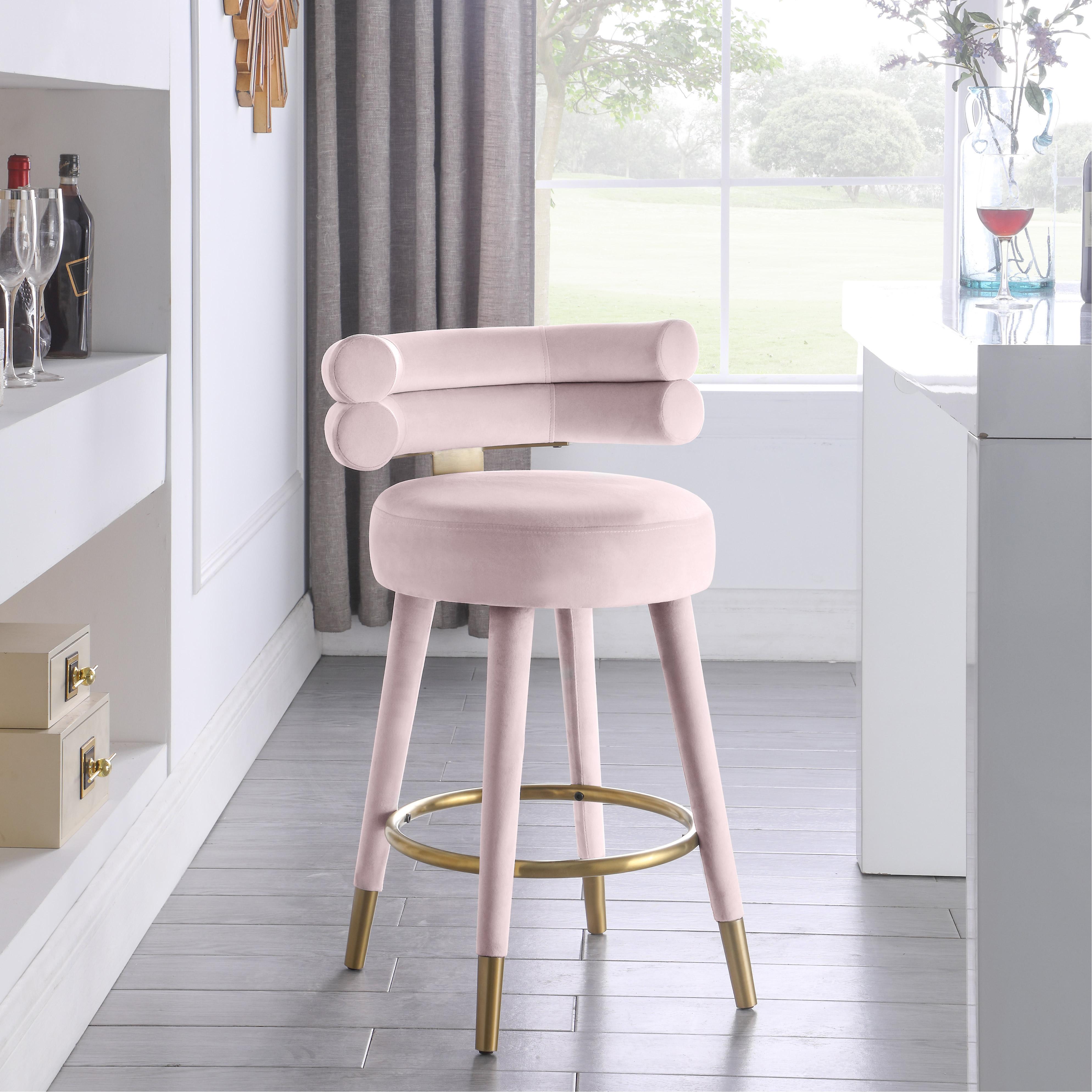 Meridian Fitzroy Pink Velvet Counter Stool