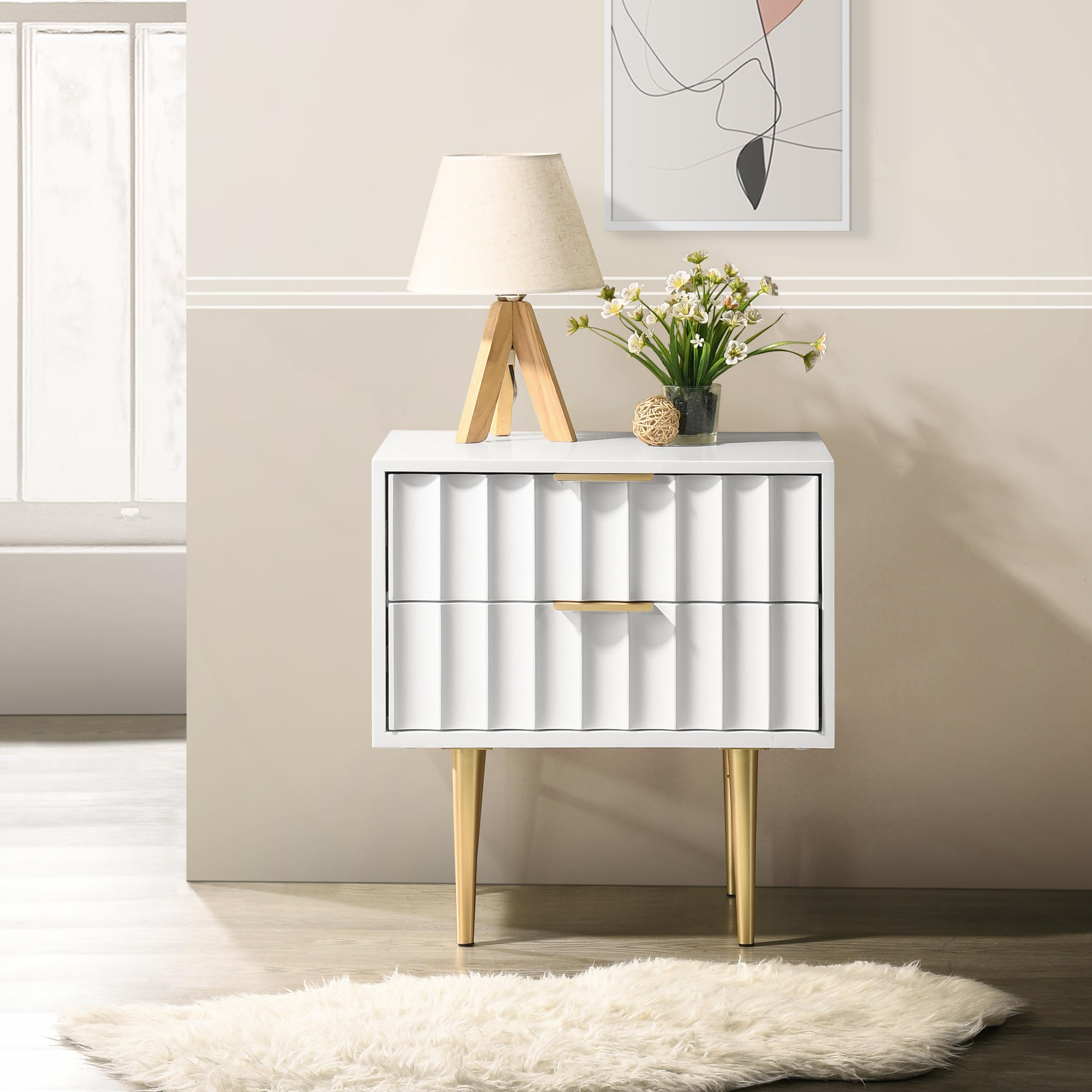 Meridian Modernist White Gloss Night Stand