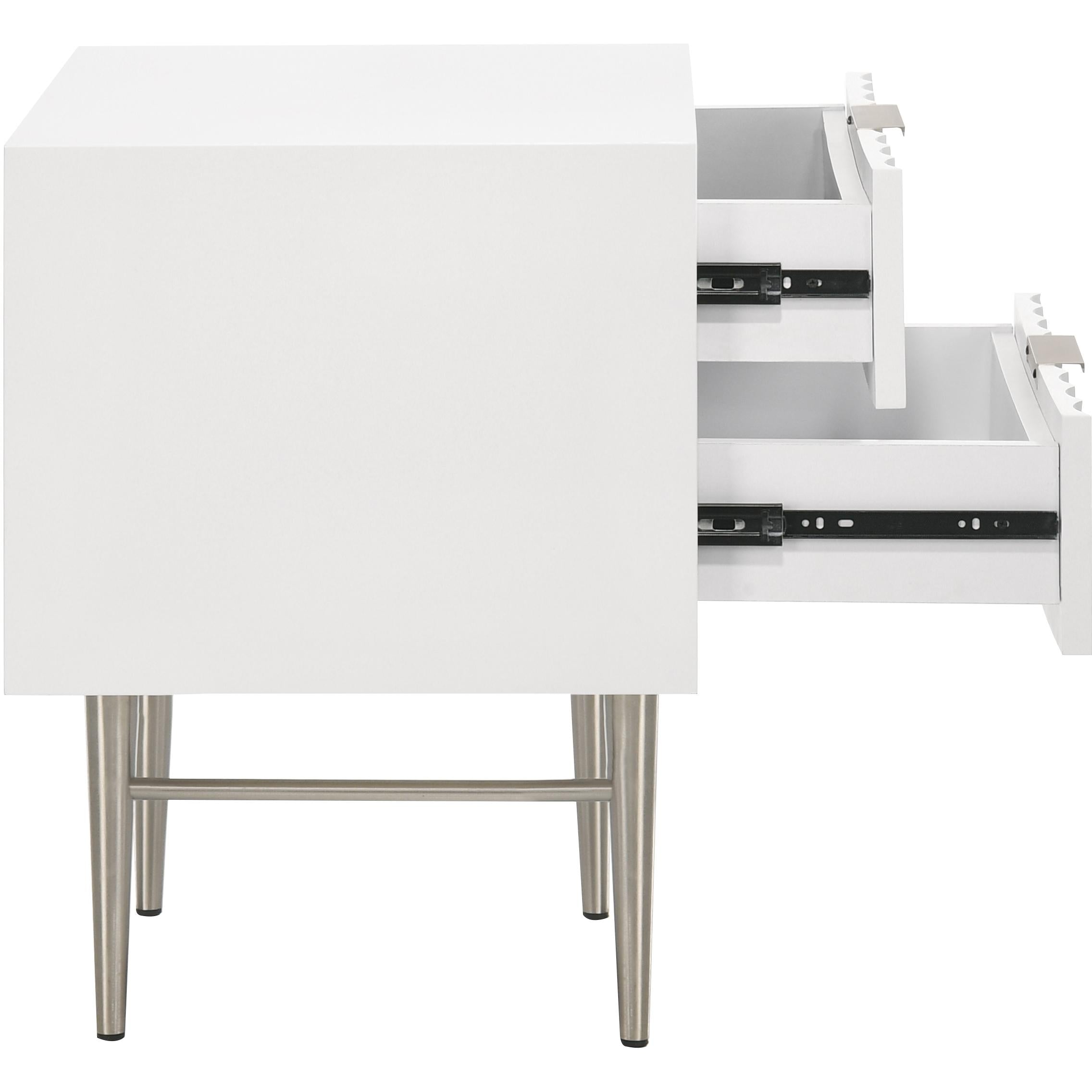 Meridian Modernist White Gloss Night Stand
