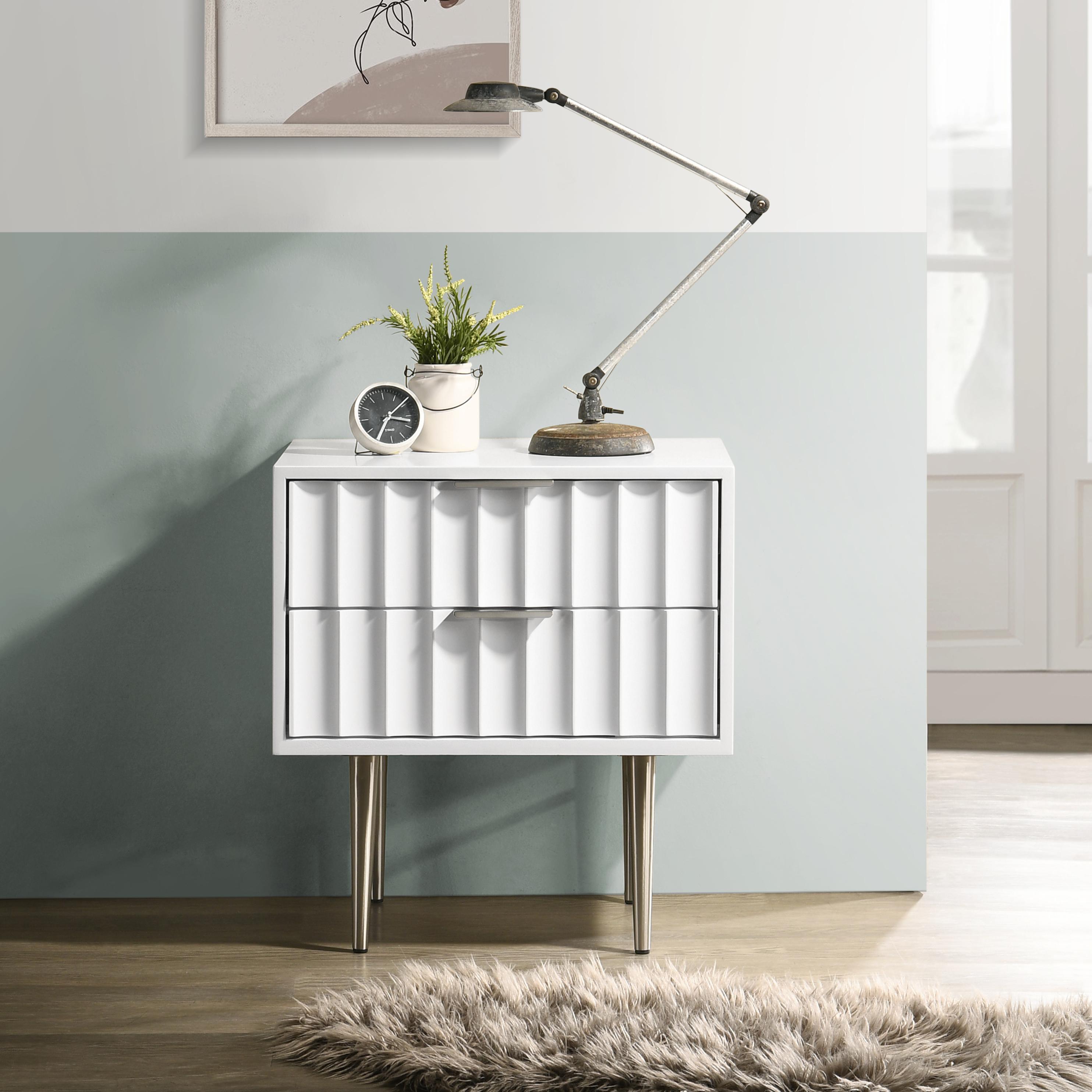 Meridian Modernist White Gloss Night Stand