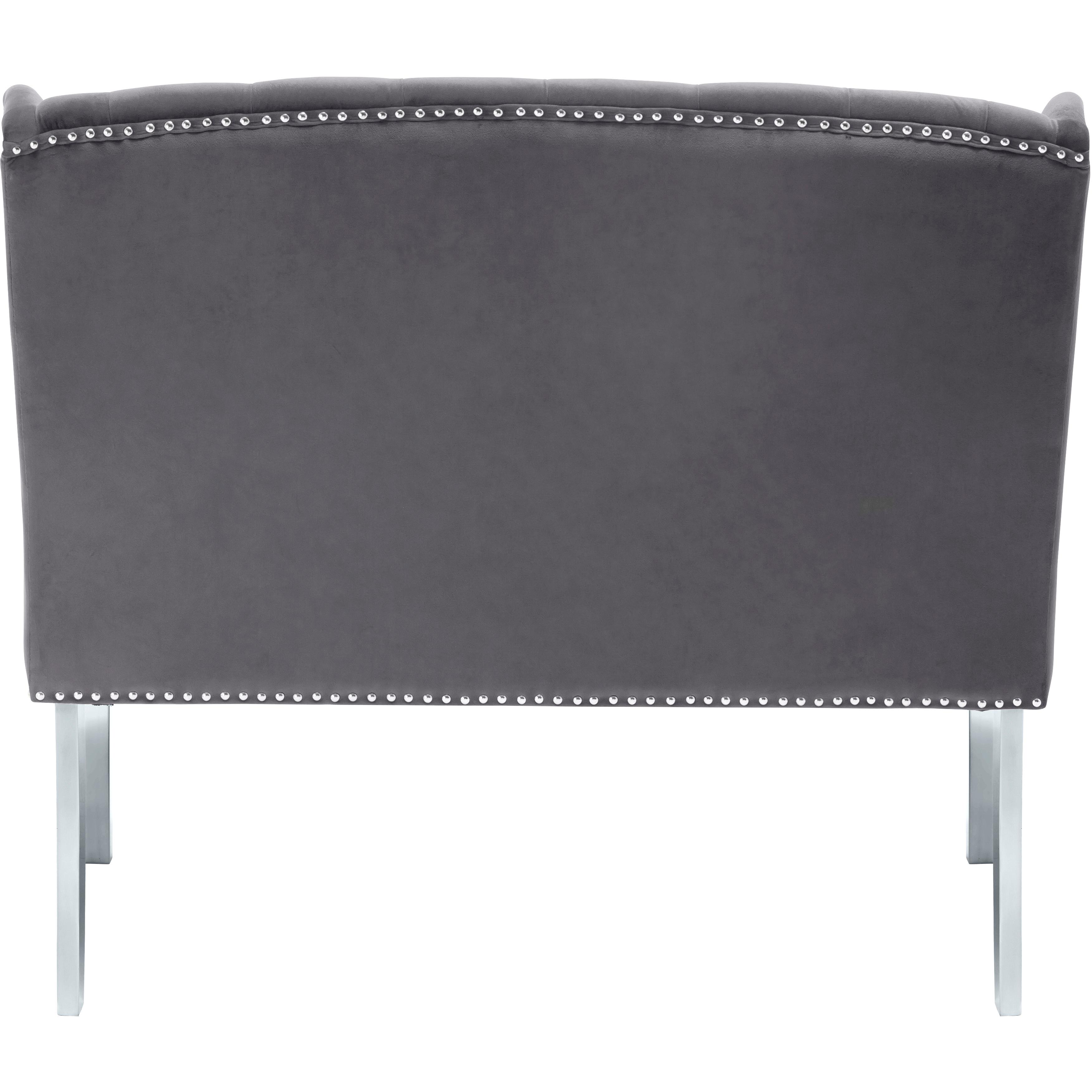 Meridian Suri Grey Velvet Settee Bench
