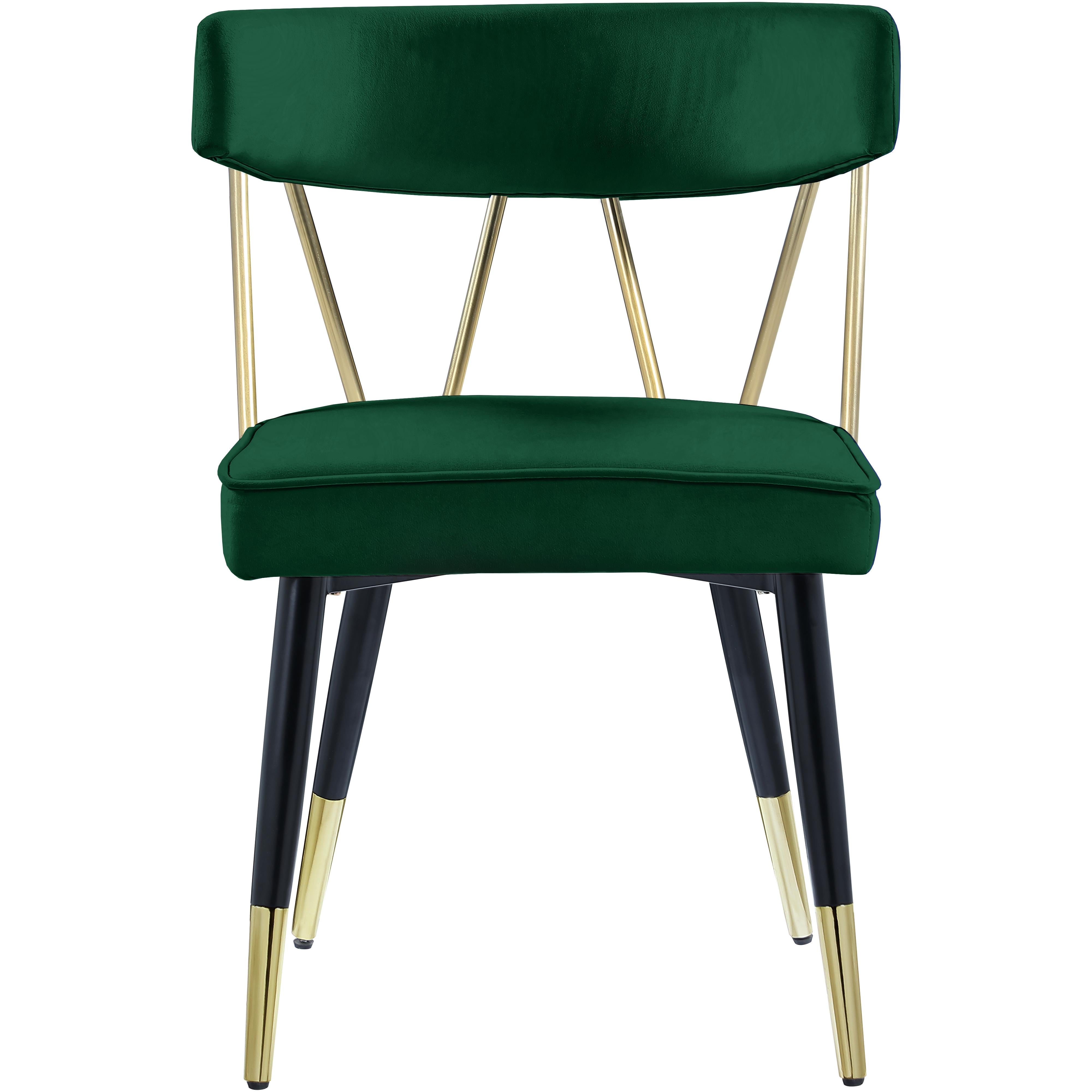 Meridian Rheingold Green Velvet Dining Chair