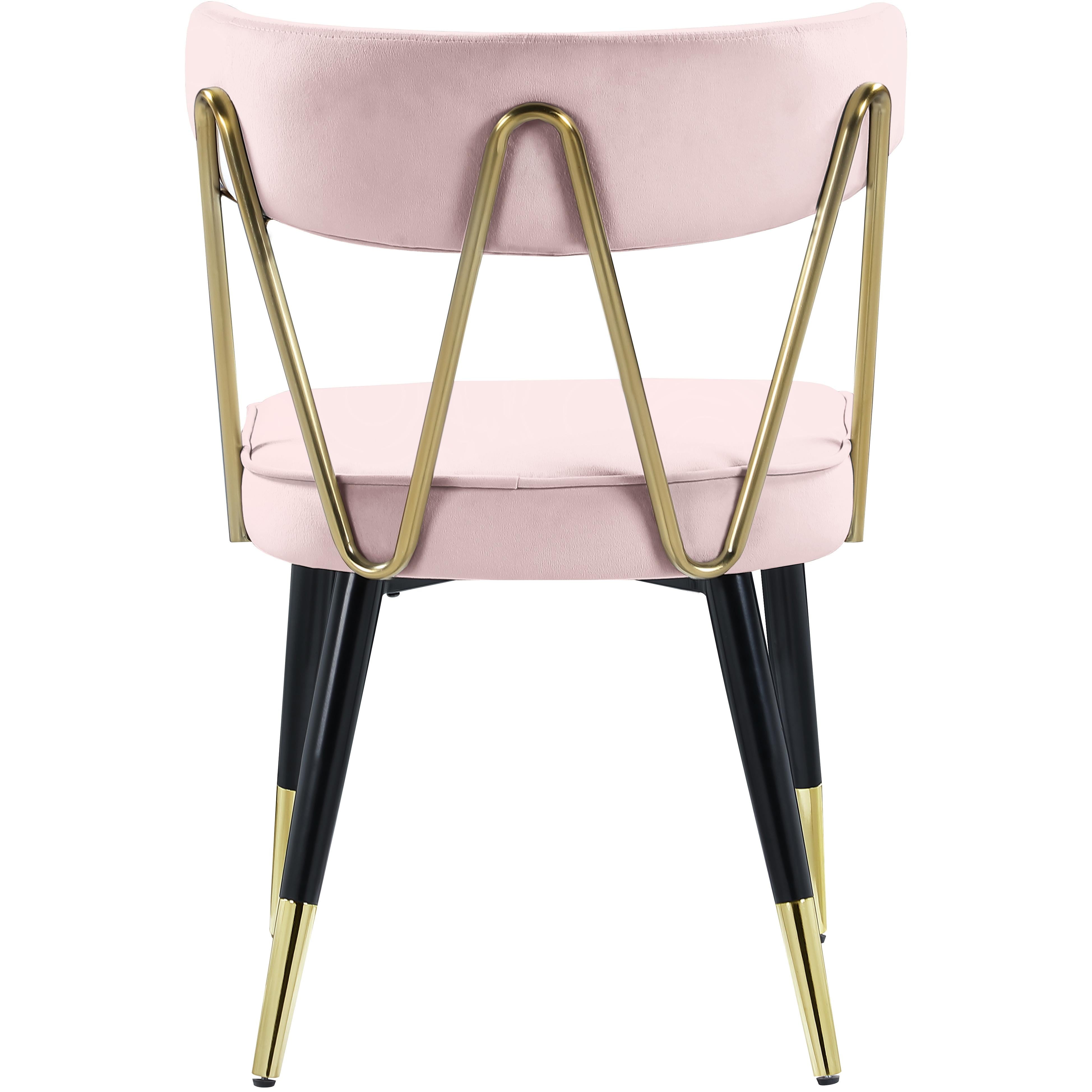 Meridian Rheingold Pink Velvet Dining Chair